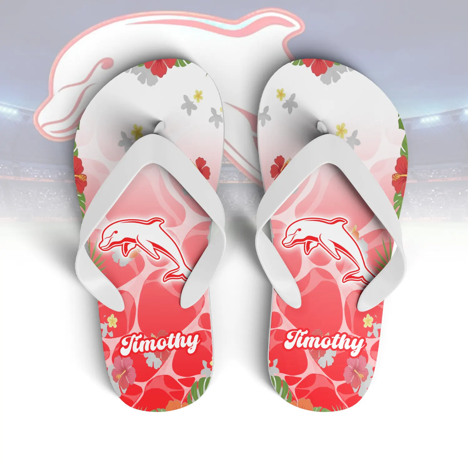 Auspiritmerch Dolphins Personalized Flip Flops Gift For Fans