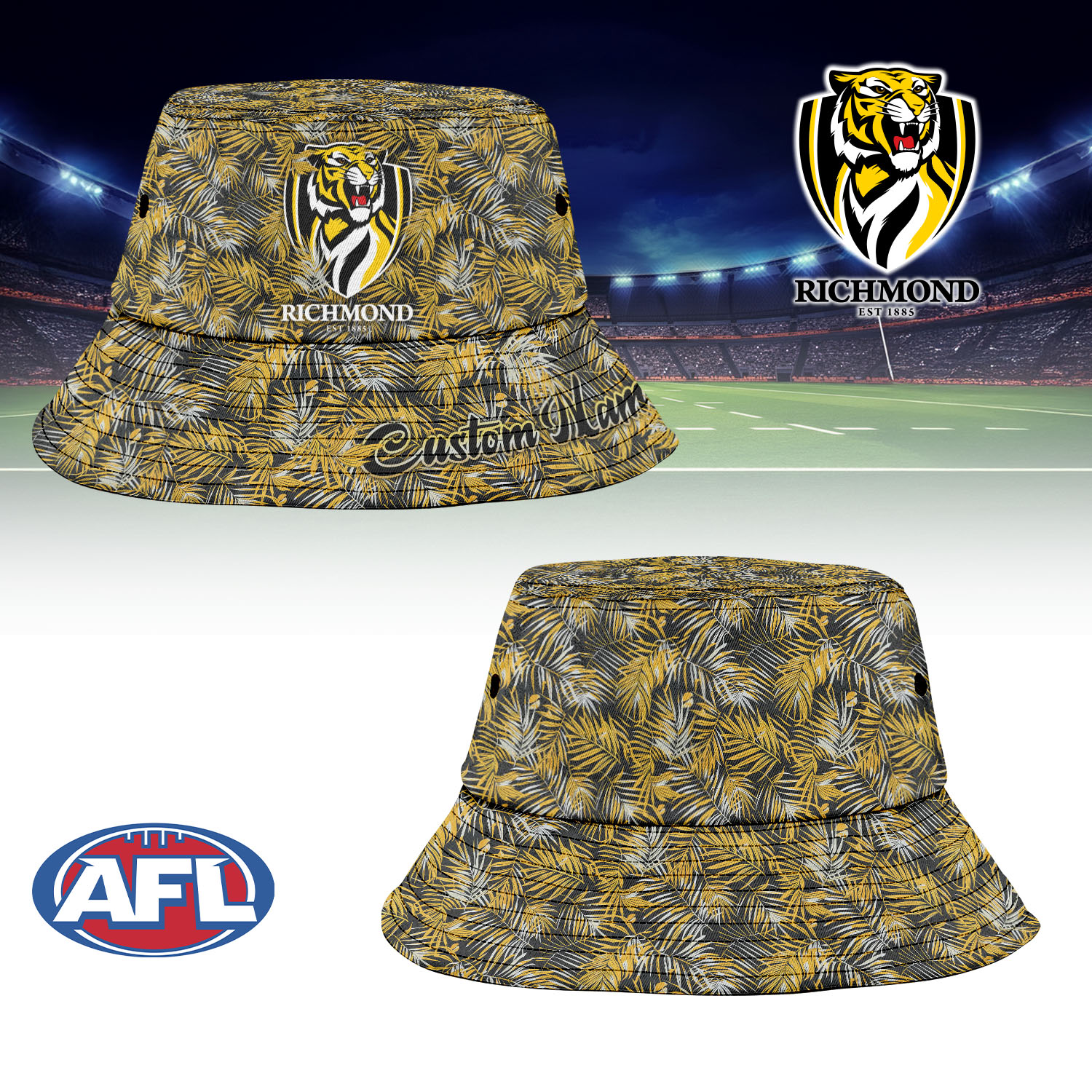 Auspiritmerch Richmond Tigers Sports Personalized Bucket Hat Gift For Fans