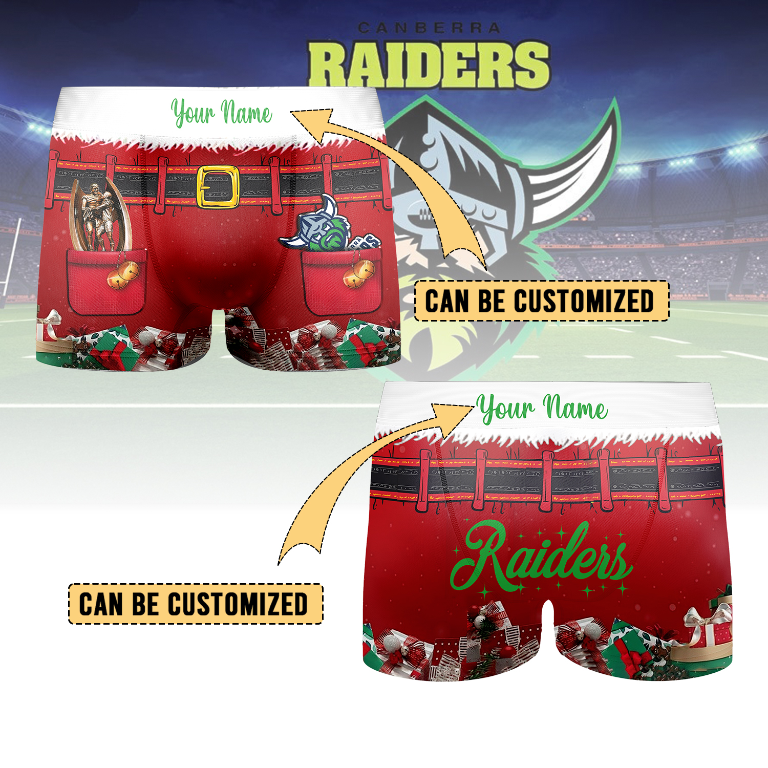 Auspiritmerch Canberra Raiders Personalized Boxer Briefs Men’s Underwear Gift For Fans