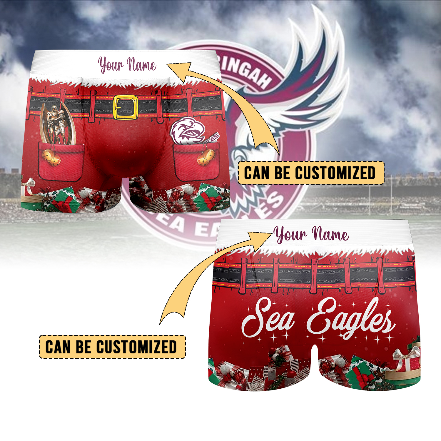 Auspiritmerch Manly Warringah Sea Eagles Personalized Boxer Briefs Men’s Underwear Gift For Fans