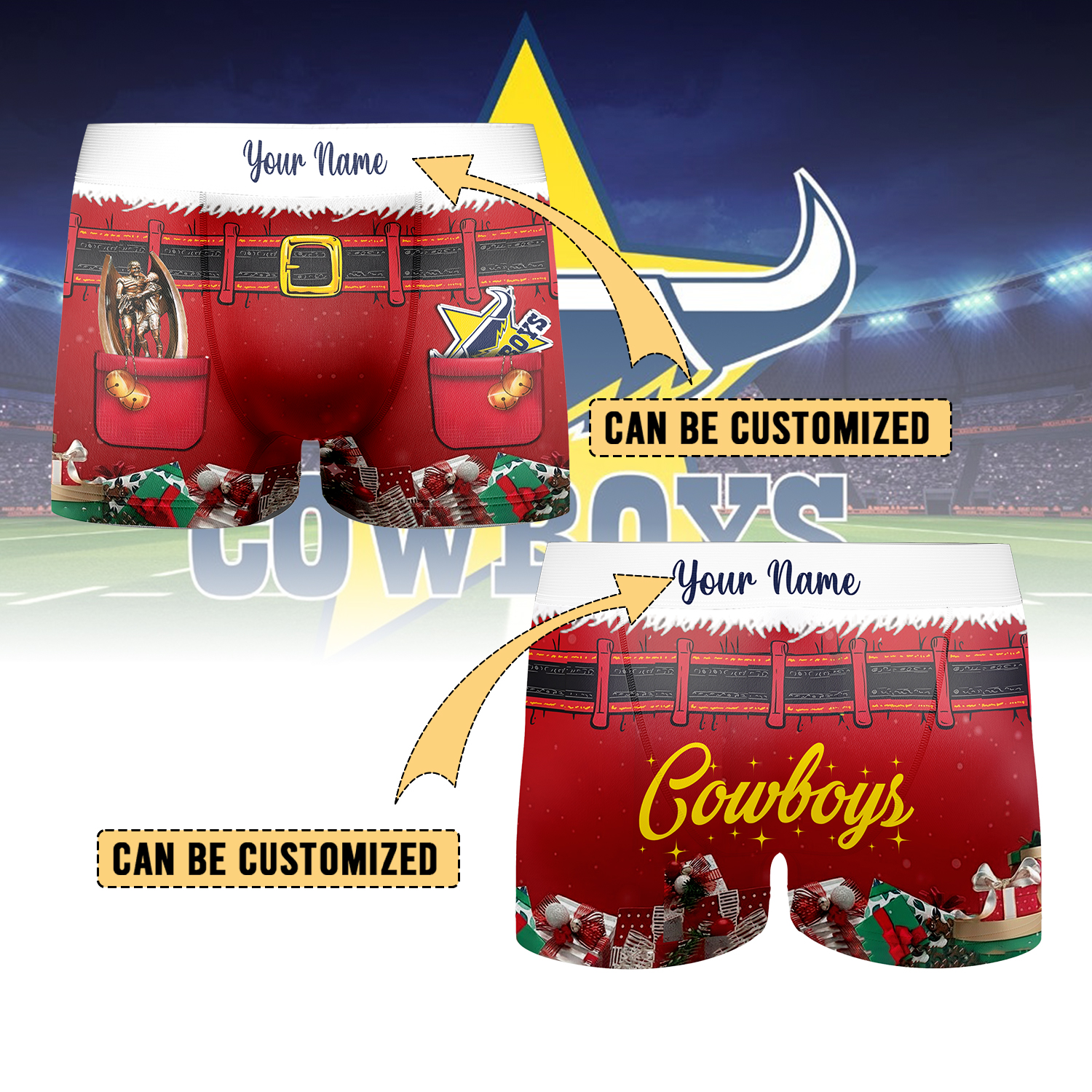 Auspiritmerch North Queensland Cowboys Personalized Boxer Briefs Men’s Underwear Gift For Fans