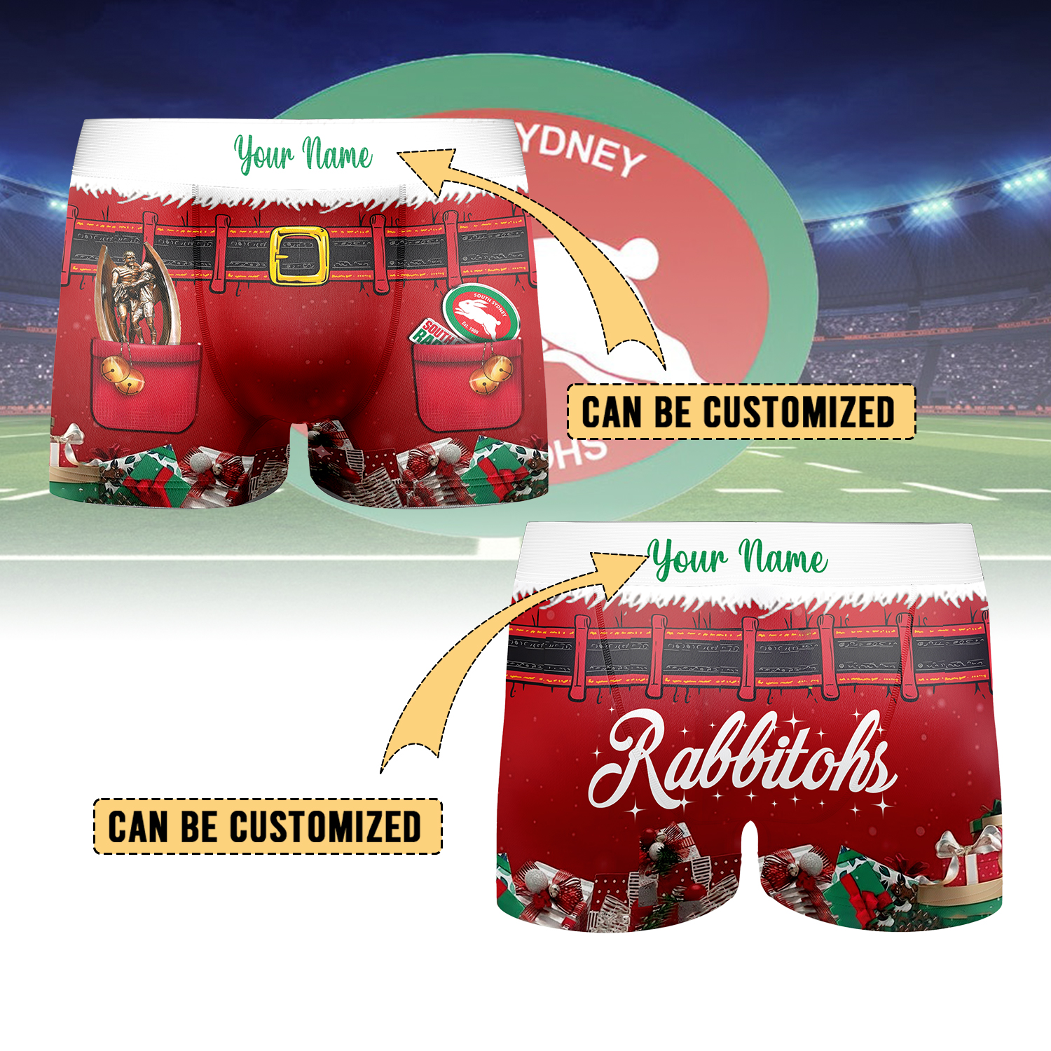Auspiritmerch South Sydney Rabbitohs Personalized Boxer Briefs Men’s Underwear Gift For Fans