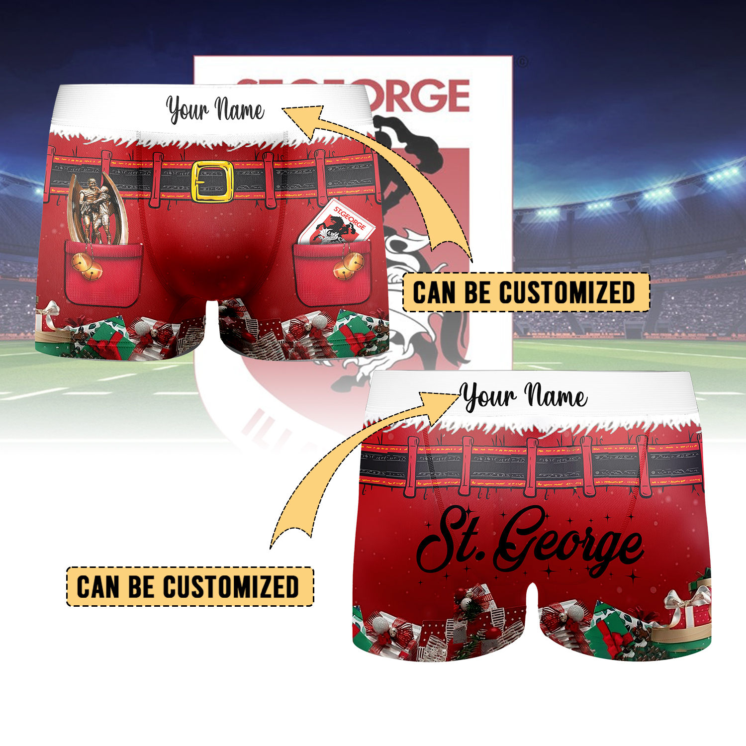 Auspiritmerch St. George Illawarra Dragons Personalized Boxer Briefs Men’s Underwear Gift For Fans