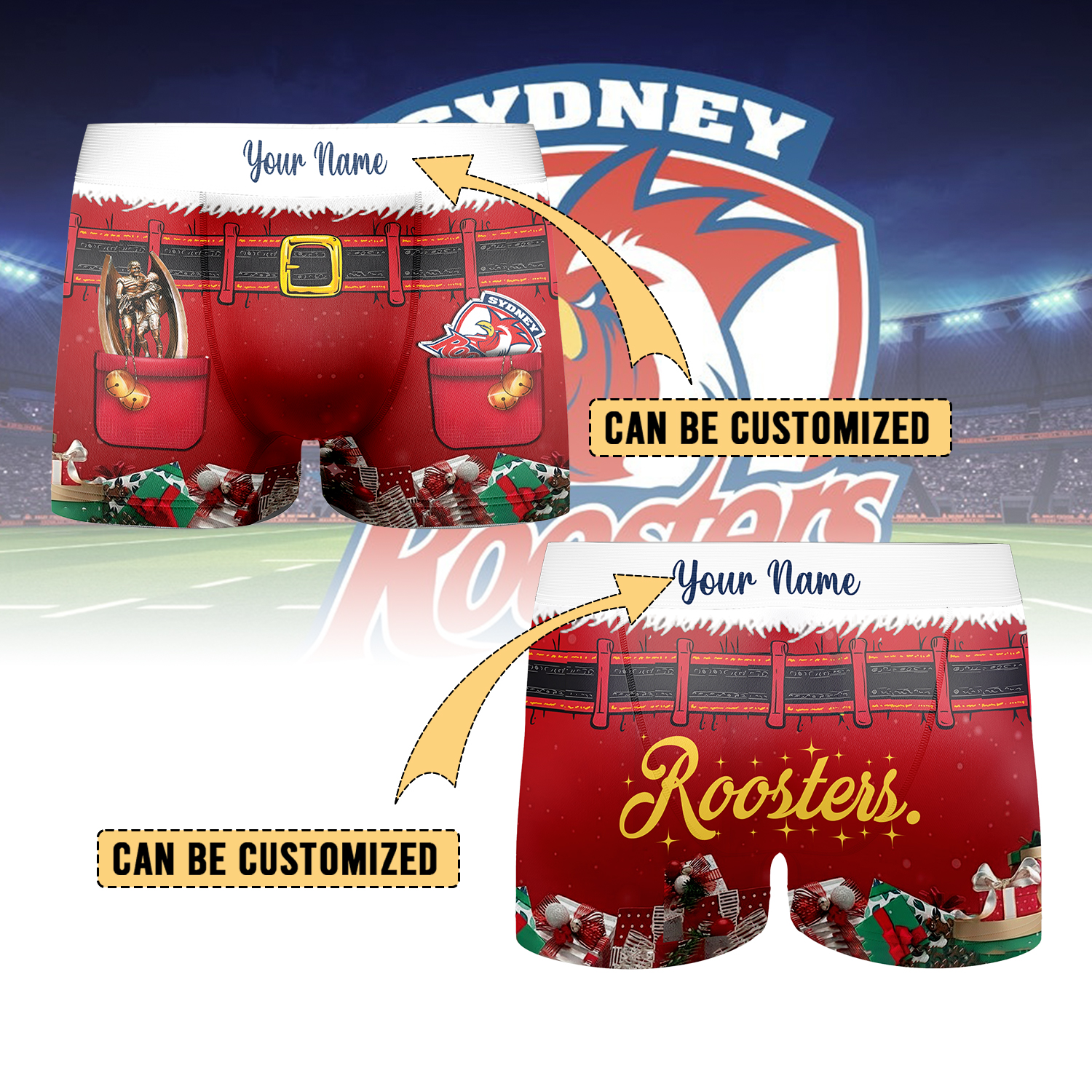 Auspiritmerch Sydney Roosters Personalized Boxer Briefs Men’s Underwear Gift For Fans