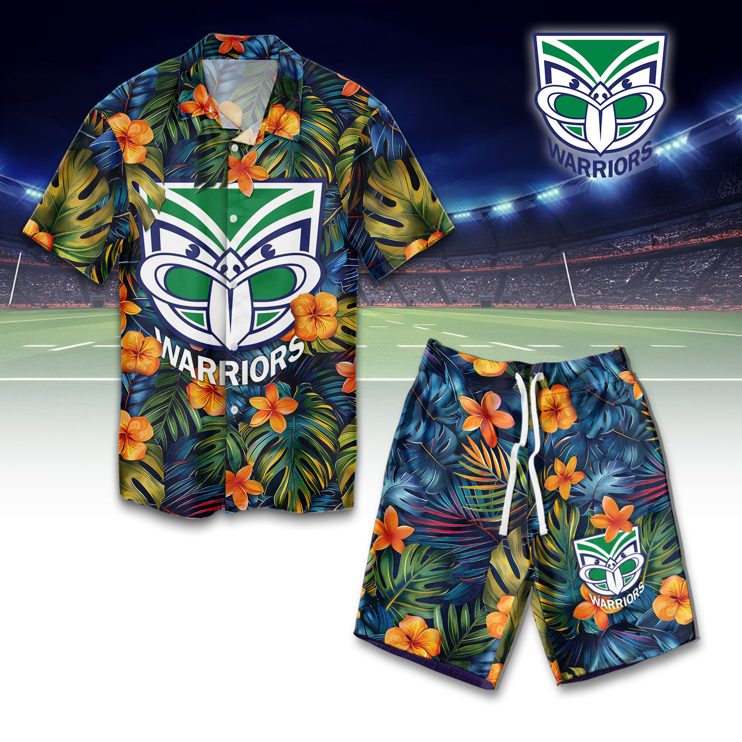 Auspiritmerch New Zealand Warriors Personalized Combo Hawaiian Shirt And Shorts For Fans