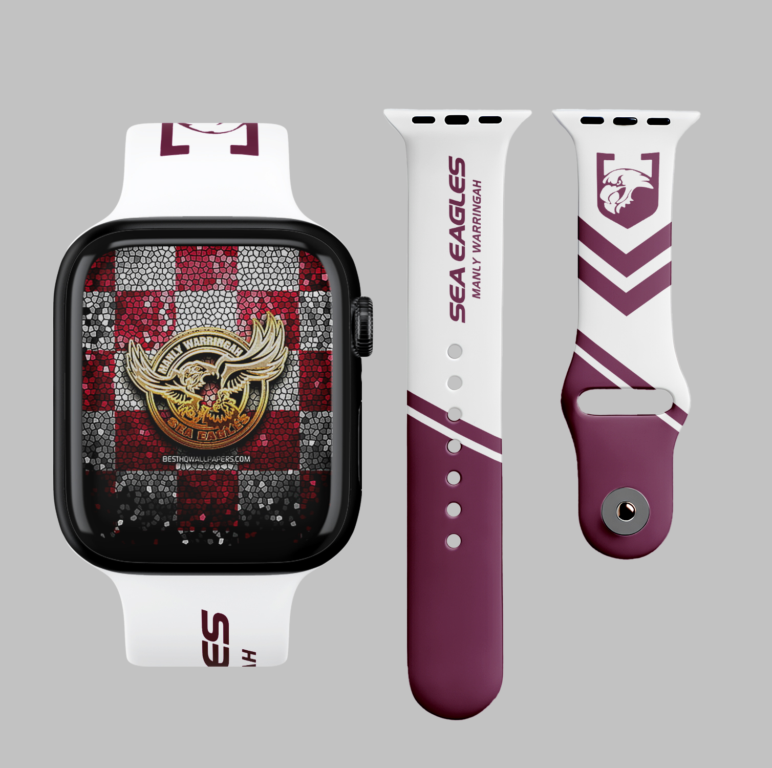 Auspiritmerch Manly Warringah Sea Eagles Personalized Apple Watch Band Gifts For Fans