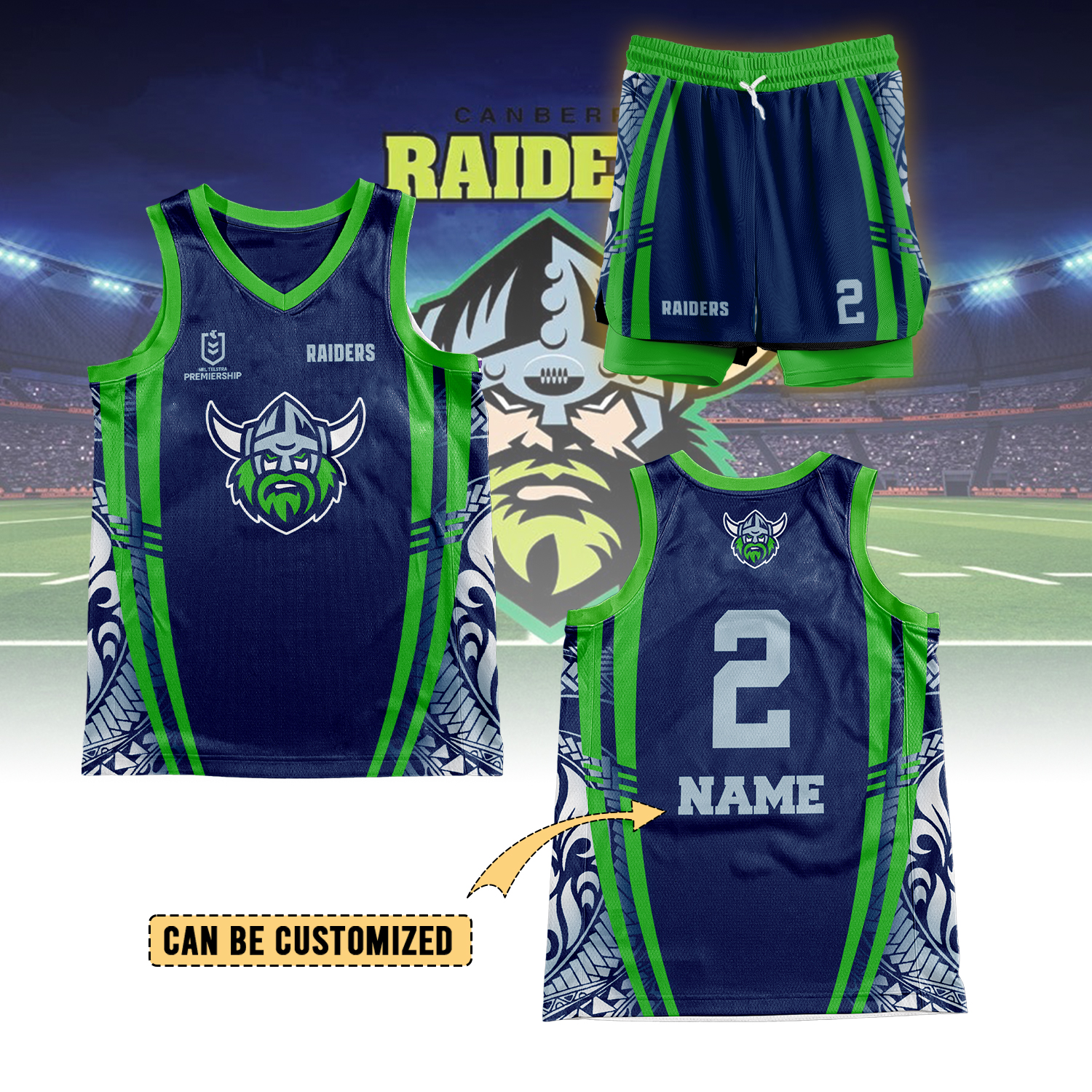 Auspiritmerch Canberra Raiders Personalized Basketball Jersey Set Gifts For Fans
