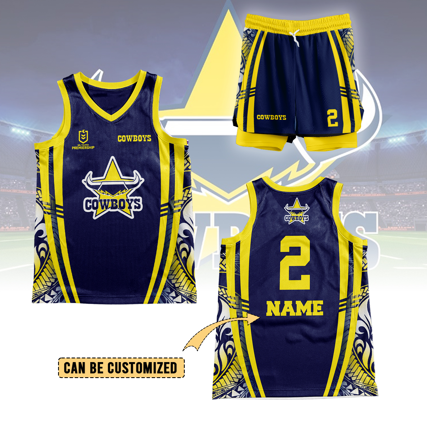 Auspiritmerch North Queensland Cowboys Personalized Basketball Jersey Set Gifts For Fans