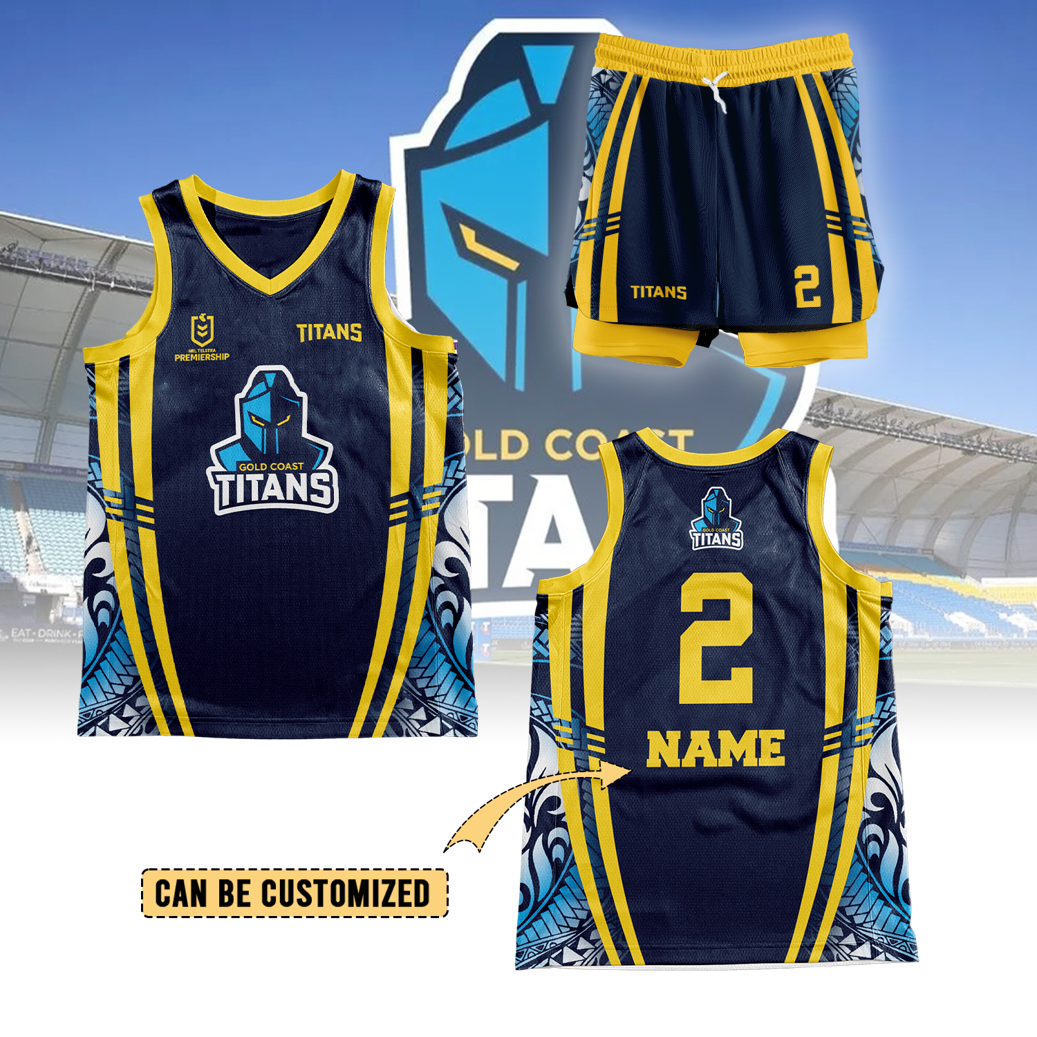 Auspiritmerch Gold Coast Titans Personalized Basketball Jersey Set Gifts For Fans