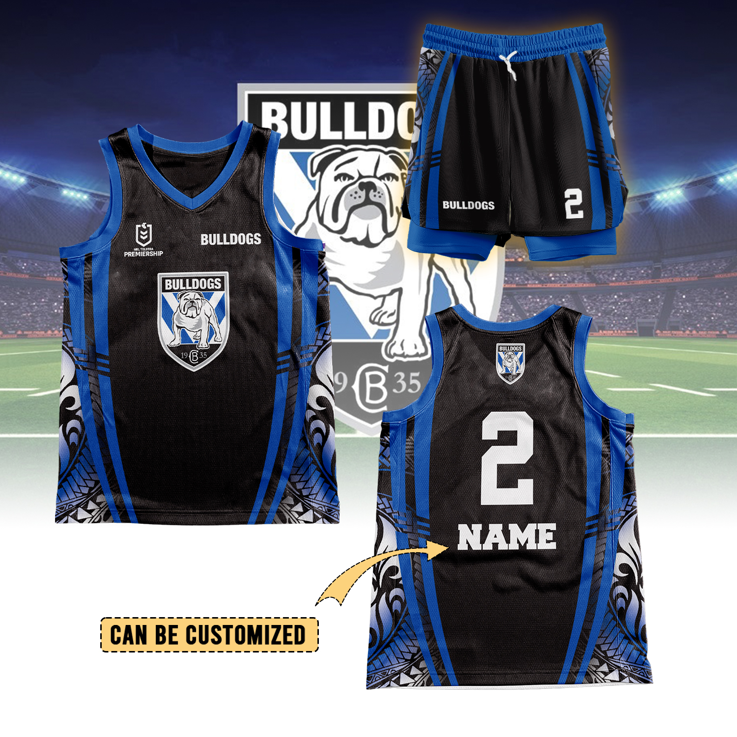 Auspiritmerch Canterbury-Bankstown Bulldogs Personalized Basketball Jersey Set Gifts For Fans