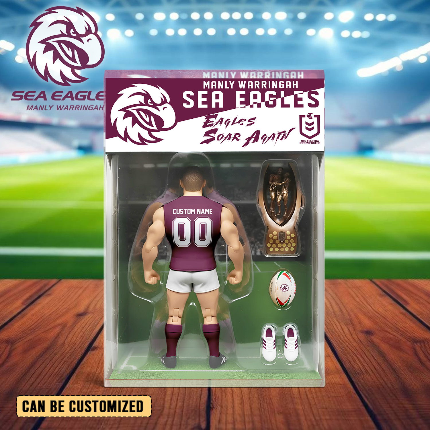 Auspiritmerch Manly Warringah Sea Eagles Personalized Sports Acrylic Block Plaque Gift For Fans