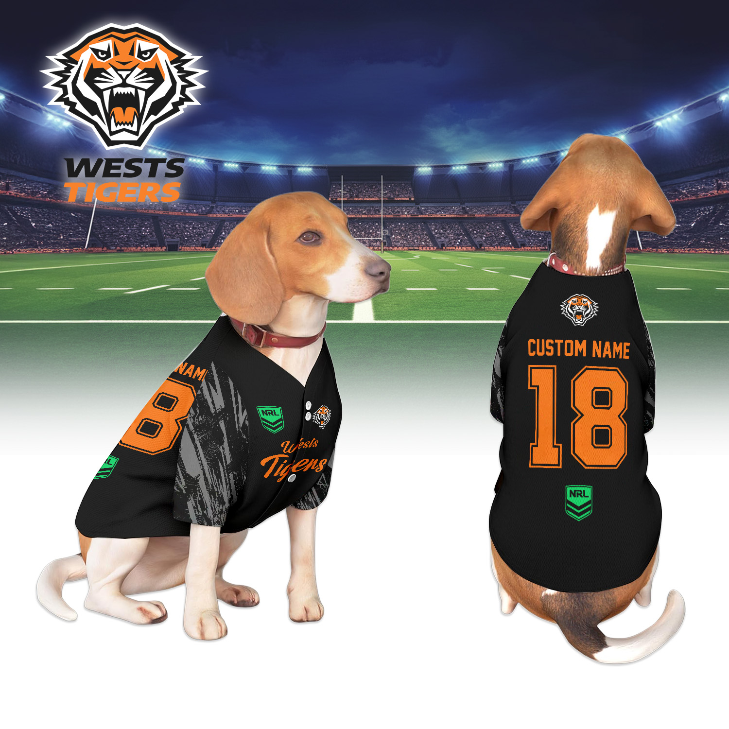 Auspiritmerch Wests Tigers Personalized Pet Baseball Jersey Gift For Fans