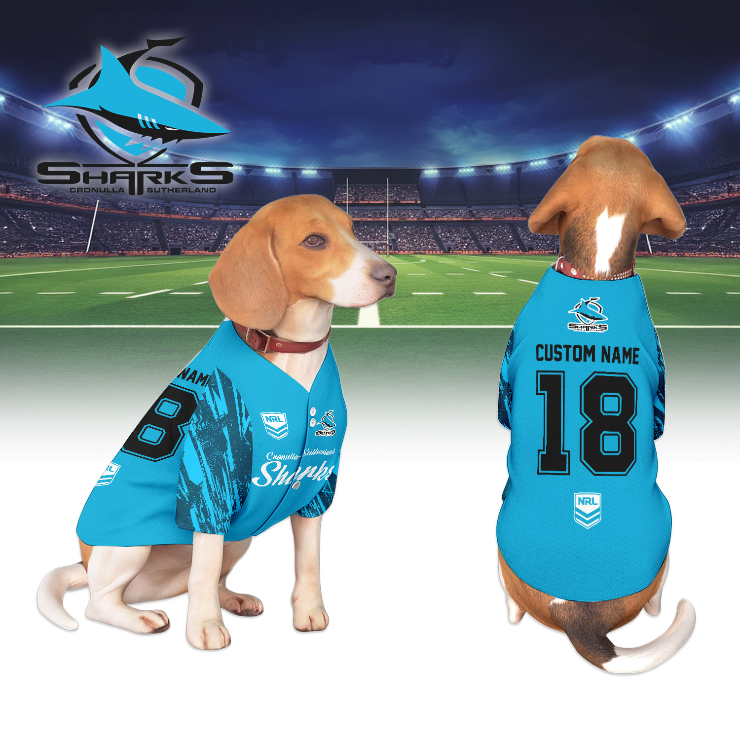 Auspiritmerch Cronulla-Sutherland Sharks Personalized Pet Baseball Jersey Gift For Fans
