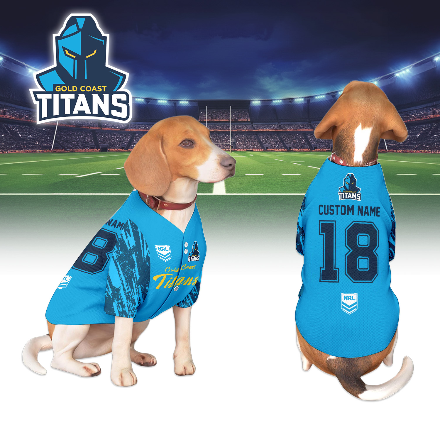 Auspiritmerch Gold Coast Titans Personalized Pet Baseball Jersey Gift For Fans