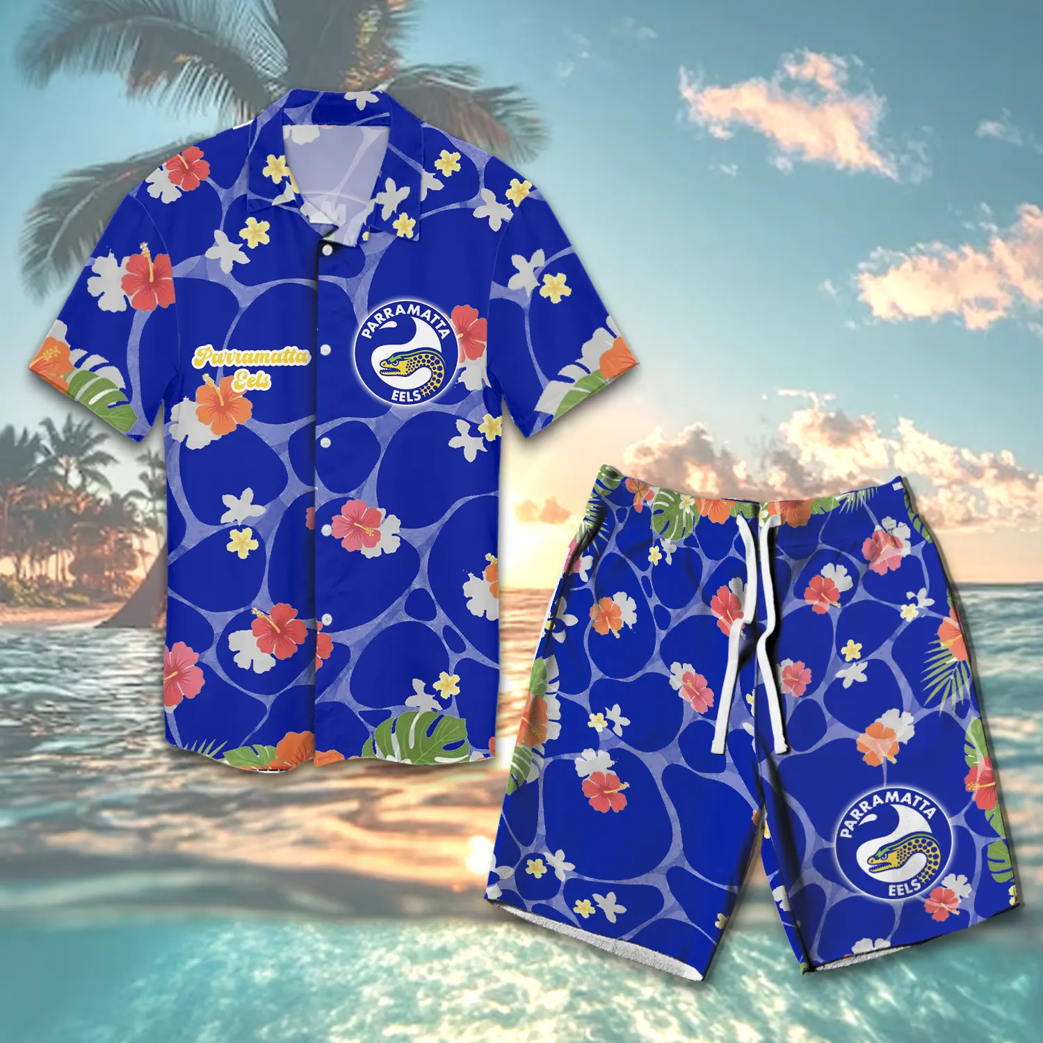 Auspiritmerch Parramatta Eels Personalized Combo Hawaiian Shirt And Shorts For Fans