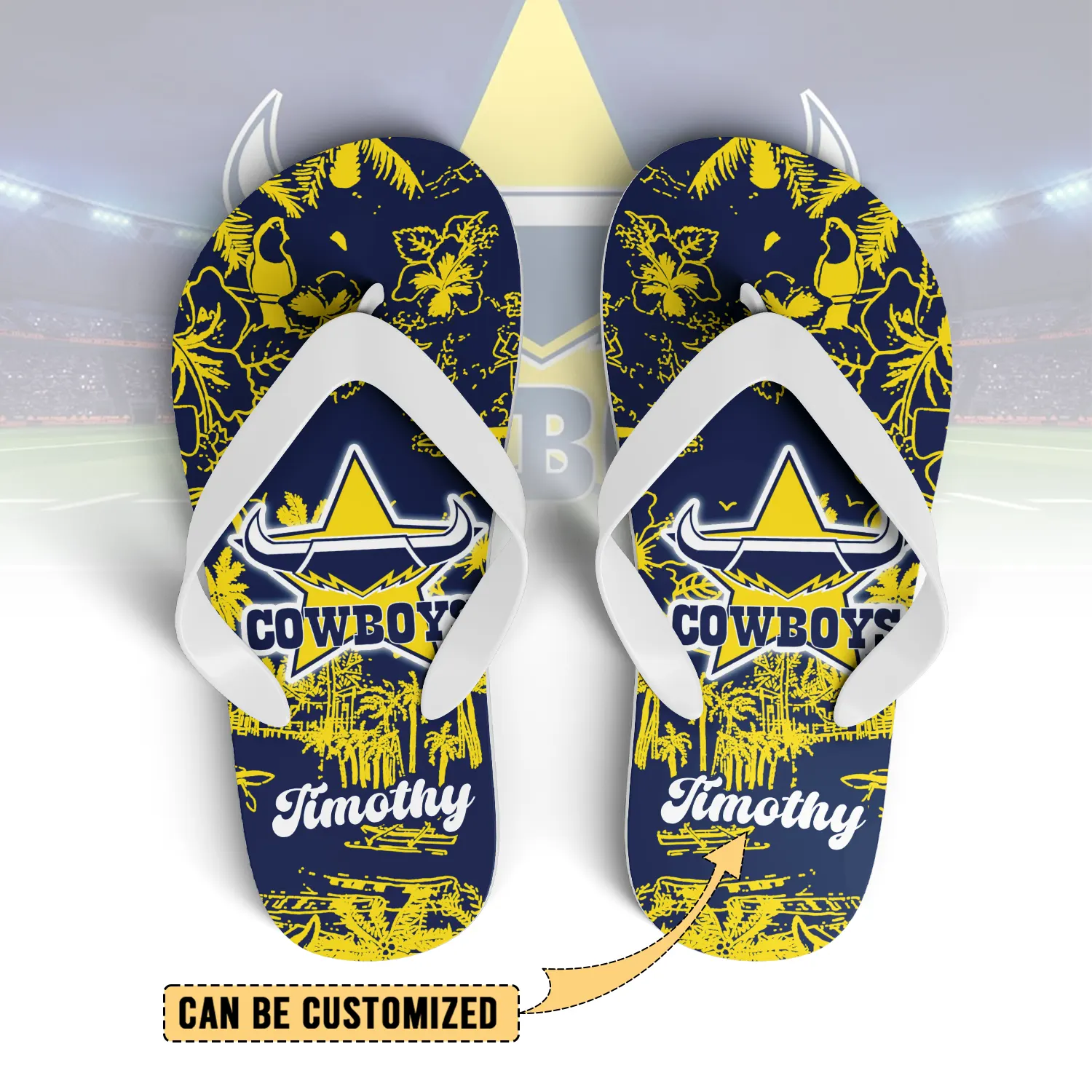 Auspiritmerch North Queensland Cowboys Personalized Flip Flops Gift For Fans
