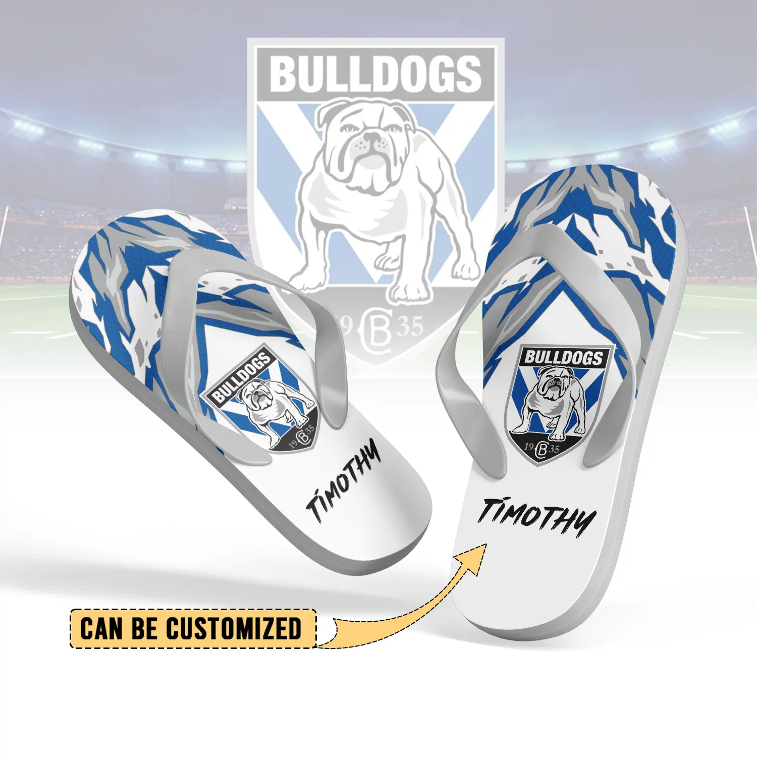 Auspiritmerch Canterbury-Bankstown Bulldogs Personalized Flip Flops Gift For Fans