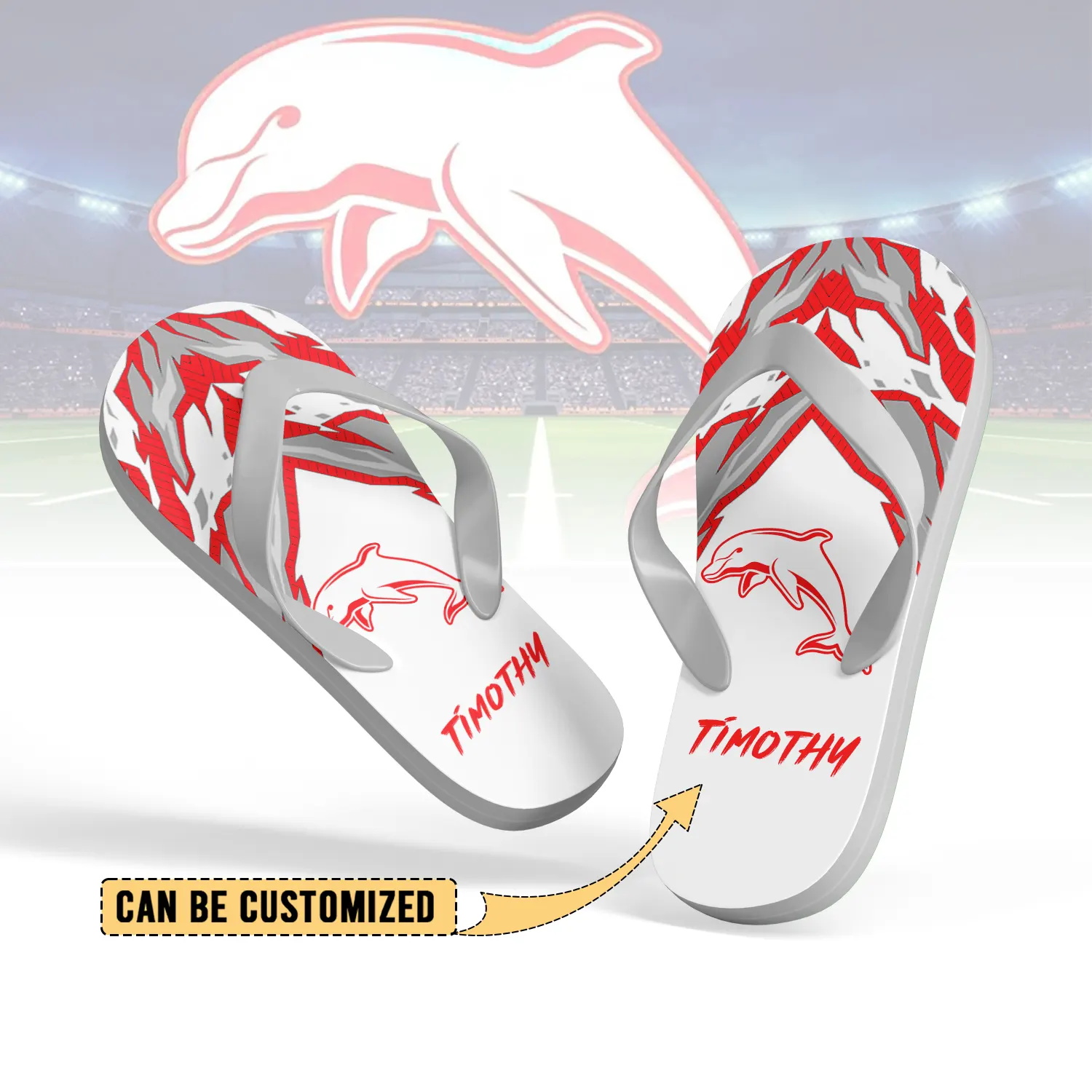 Auspiritmerch Dolphins Personalized Flip Flops Gift For Fans