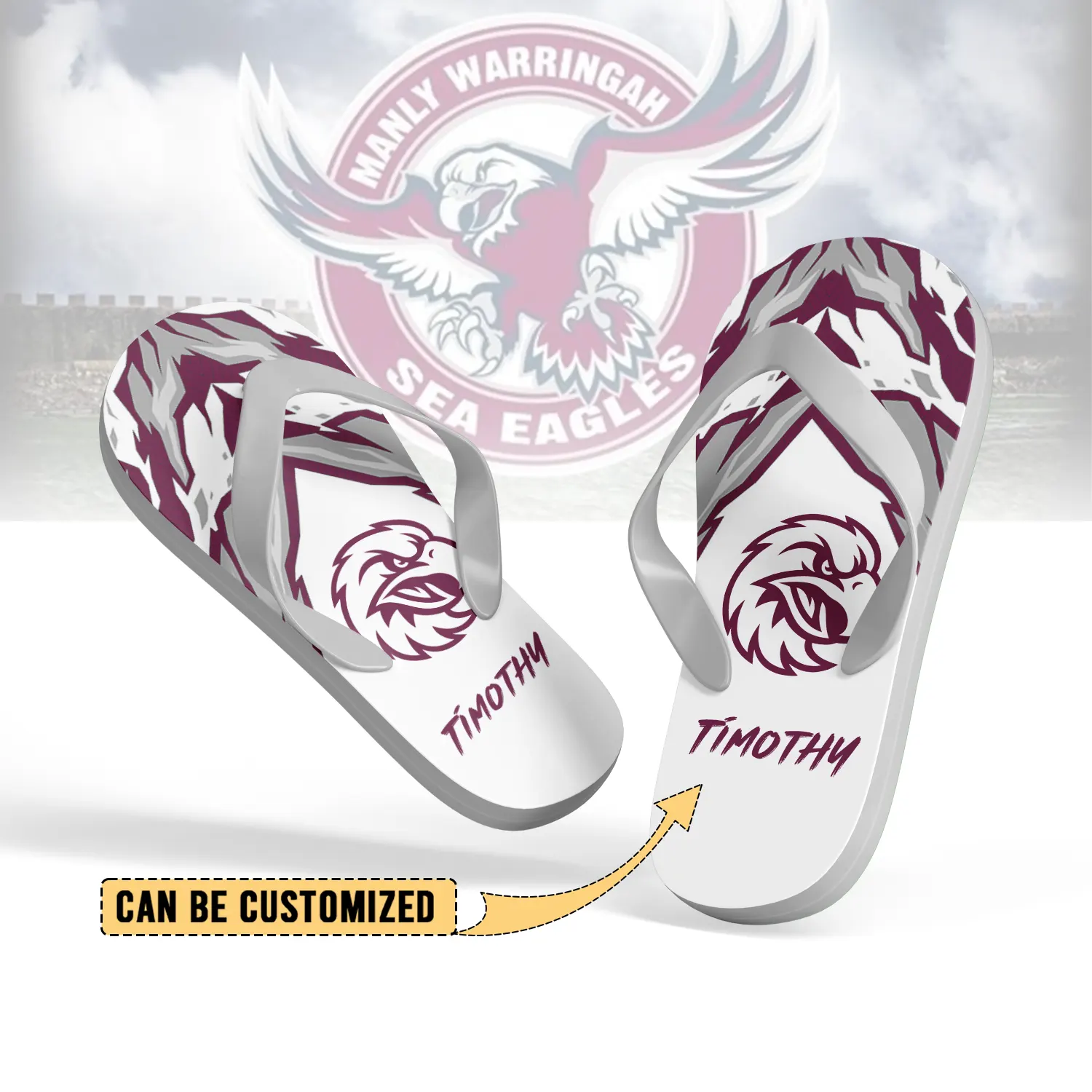 Auspiritmerch Manly Warringah Sea Eagles Personalized Flip Flops Gift For Fans
