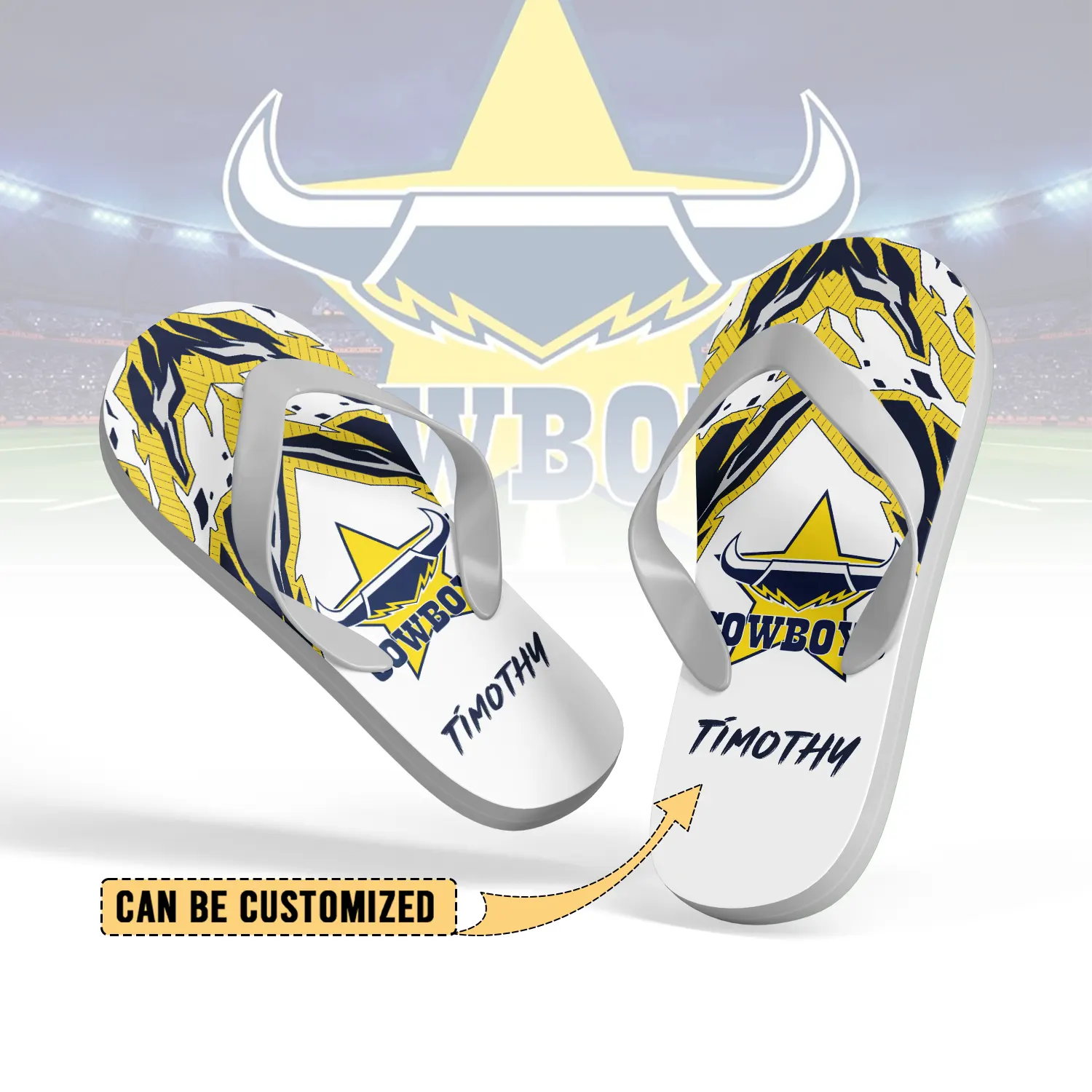 Auspiritmerch North Queensland Cowboys Personalized Flip Flops Gift For Fans