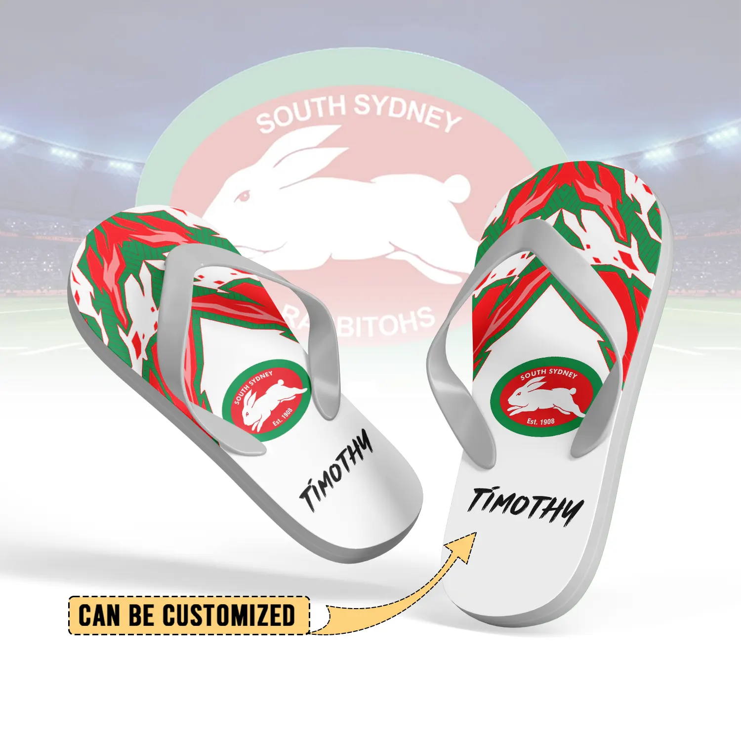 Auspiritmerch South Sydney Rabbitohs Personalized Flip Flops Gift For Fans