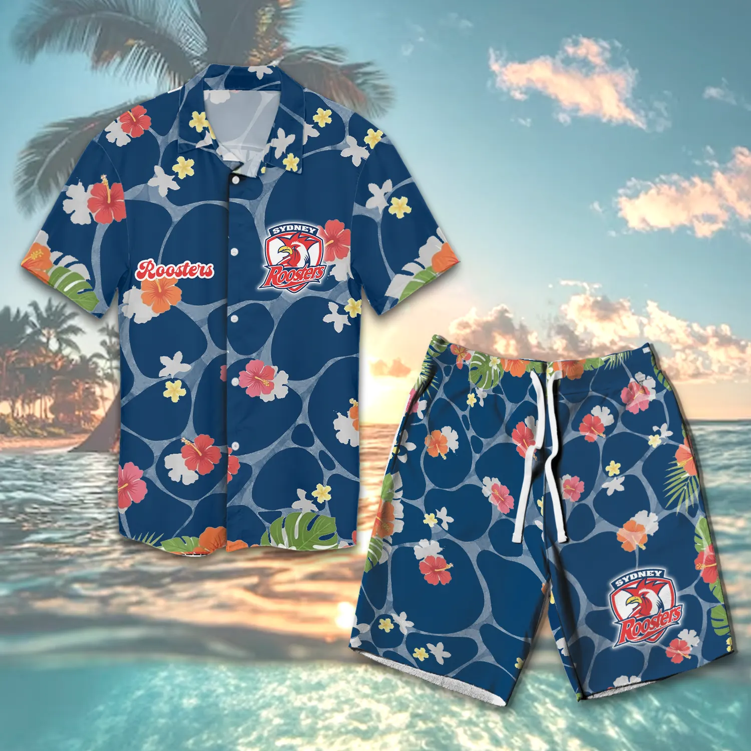 Auspiritmerch Sydney Roosters Personalized Combo Hawaiian Shirt And Shorts For Fans