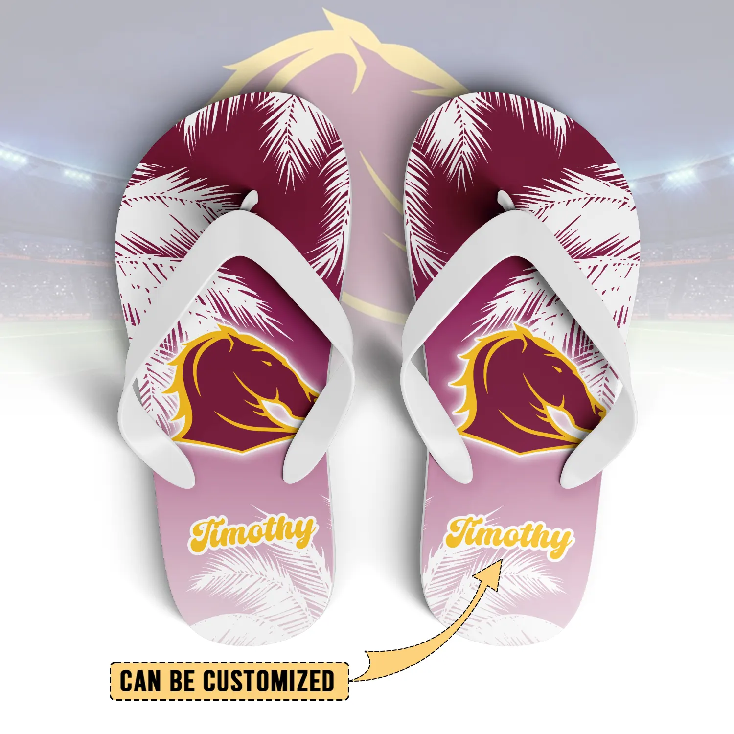 Auspiritmerch Brisbane Broncos Personalized Flip Flops Gift For Fans