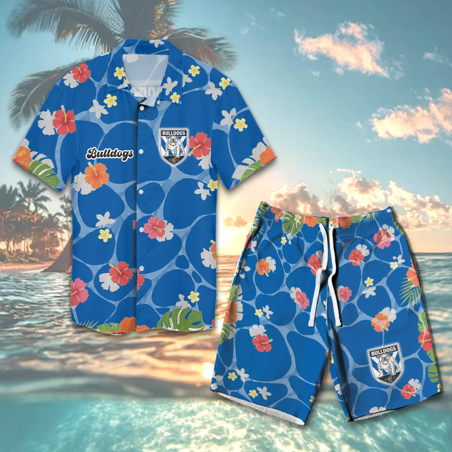 Auspiritmerch Canterbury-Bankstown Bulldogs Personalized Combo Hawaiian Shirt And Shorts For Fans