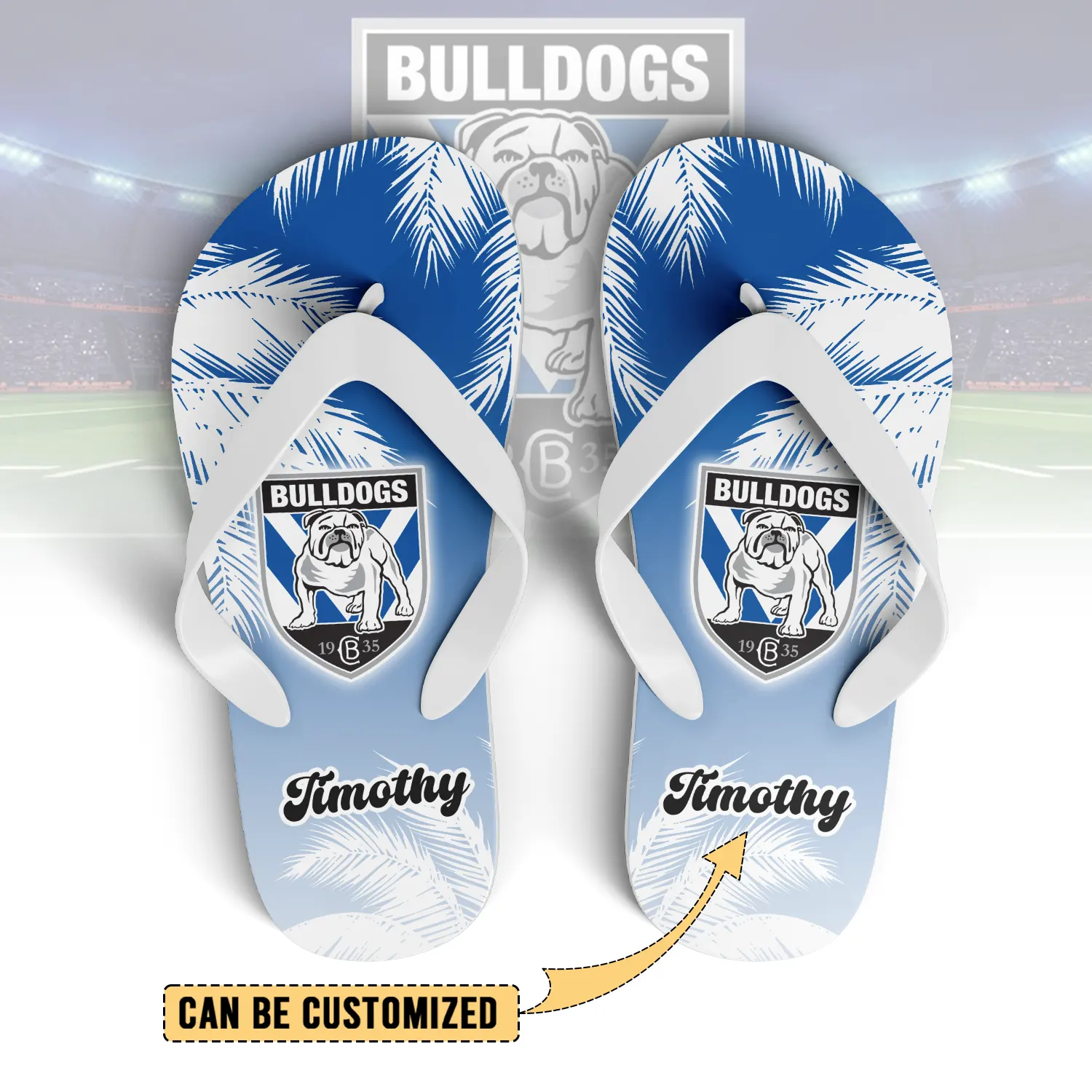Auspiritmerch Canterbury-Bankstown Bulldogs Personalized Flip Flops Gift For Fans