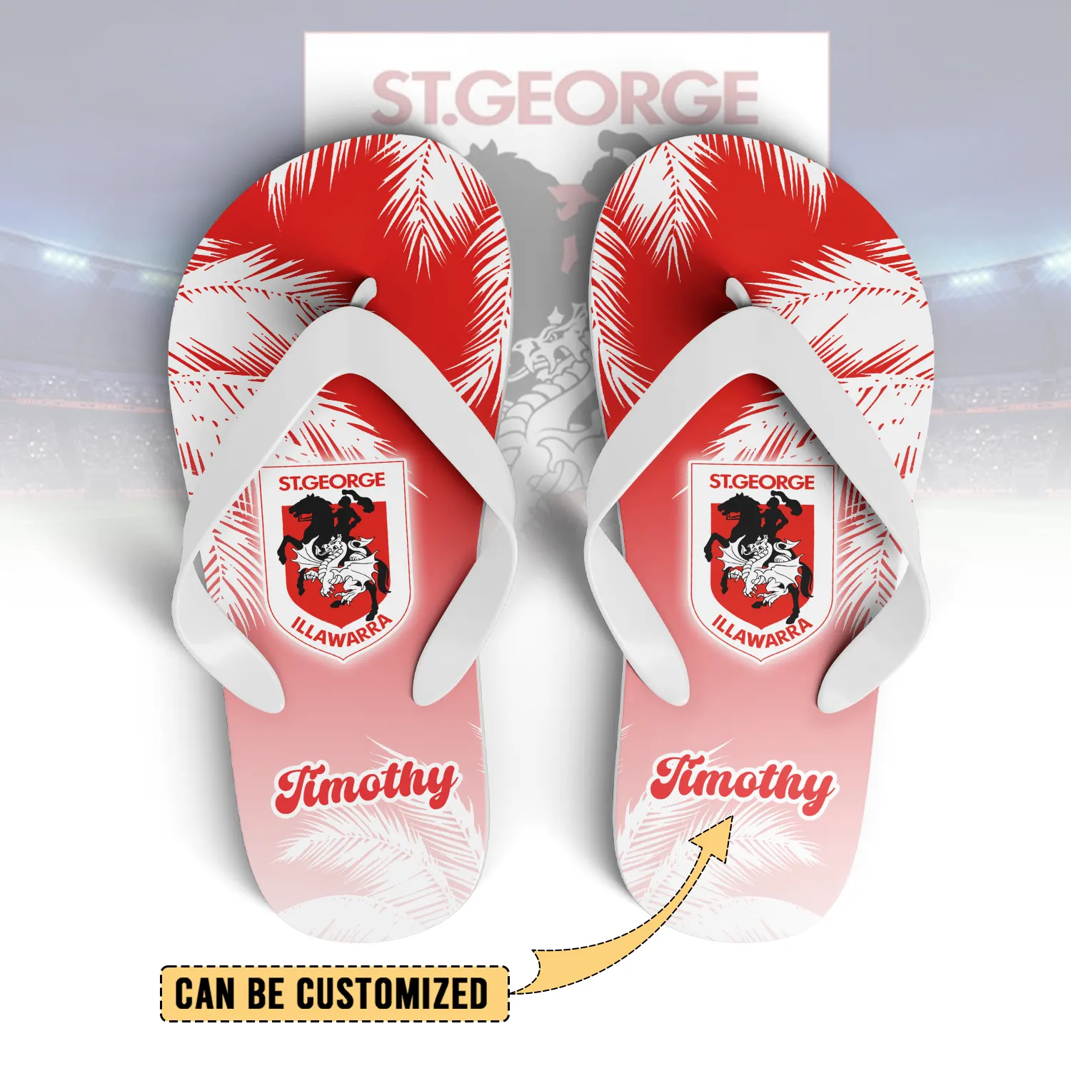 Auspiritmerch St. George Illawarra Dragons Personalized Flip Flops Gift For Fans