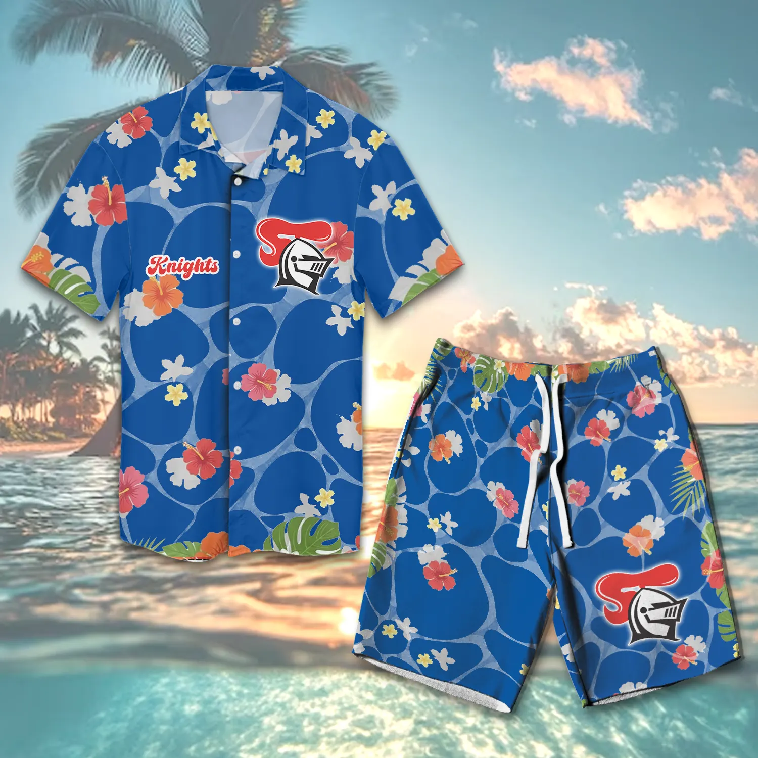 Auspiritmerch Newcastle Knights Personalized Combo Hawaiian Shirt And Shorts For Fans