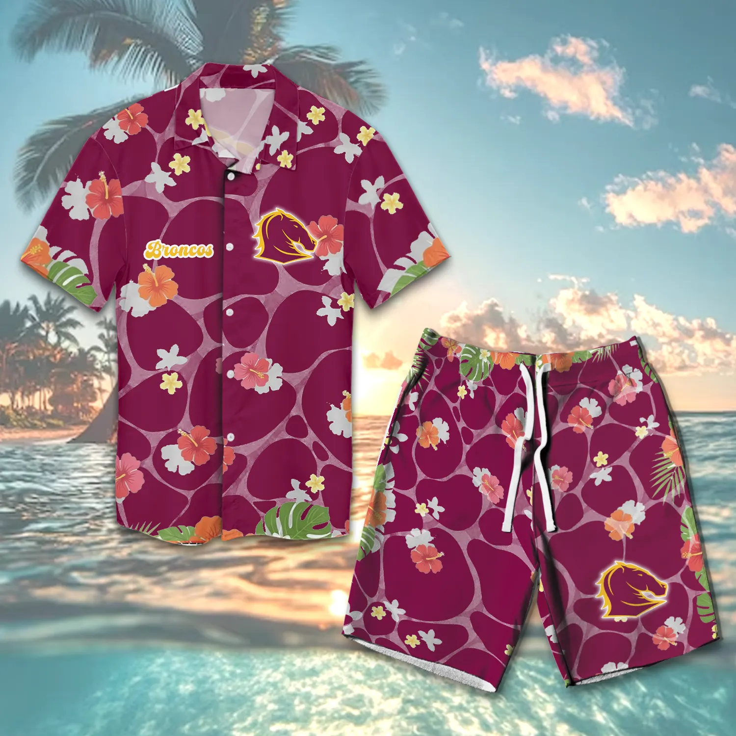 Auspiritmerch Brisbane Broncos Personalized Combo Hawaiian Shirt And Shorts For Fans
