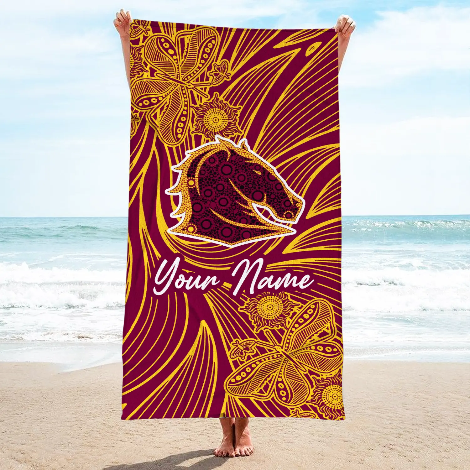 Auspiritmerch Brisbane Broncos Personalized Pool Travel Beach and Bath Towels for Kids and Adult