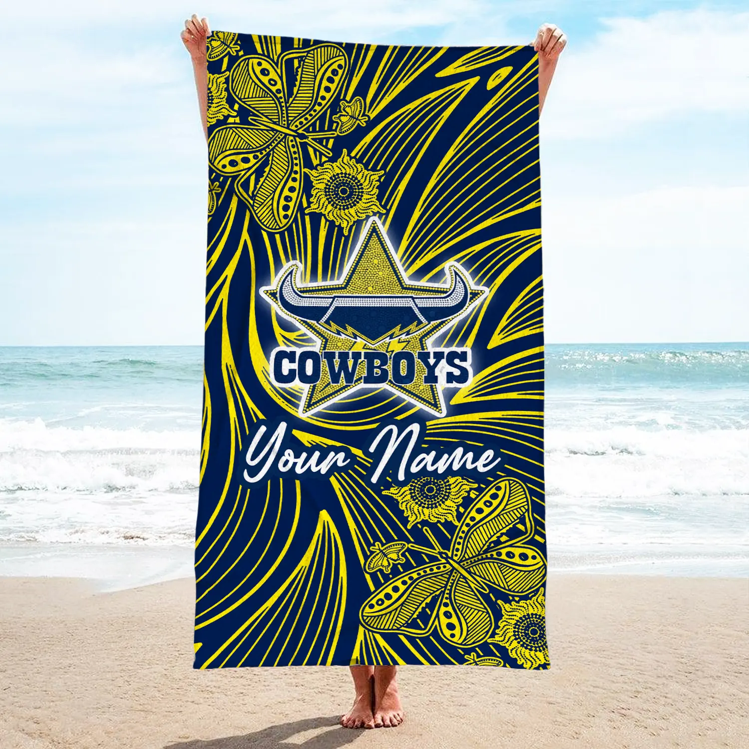 Auspiritmerch North Queensland Cowboys Personalized Pool Travel Beach and Bath Towels for Kids and Adult