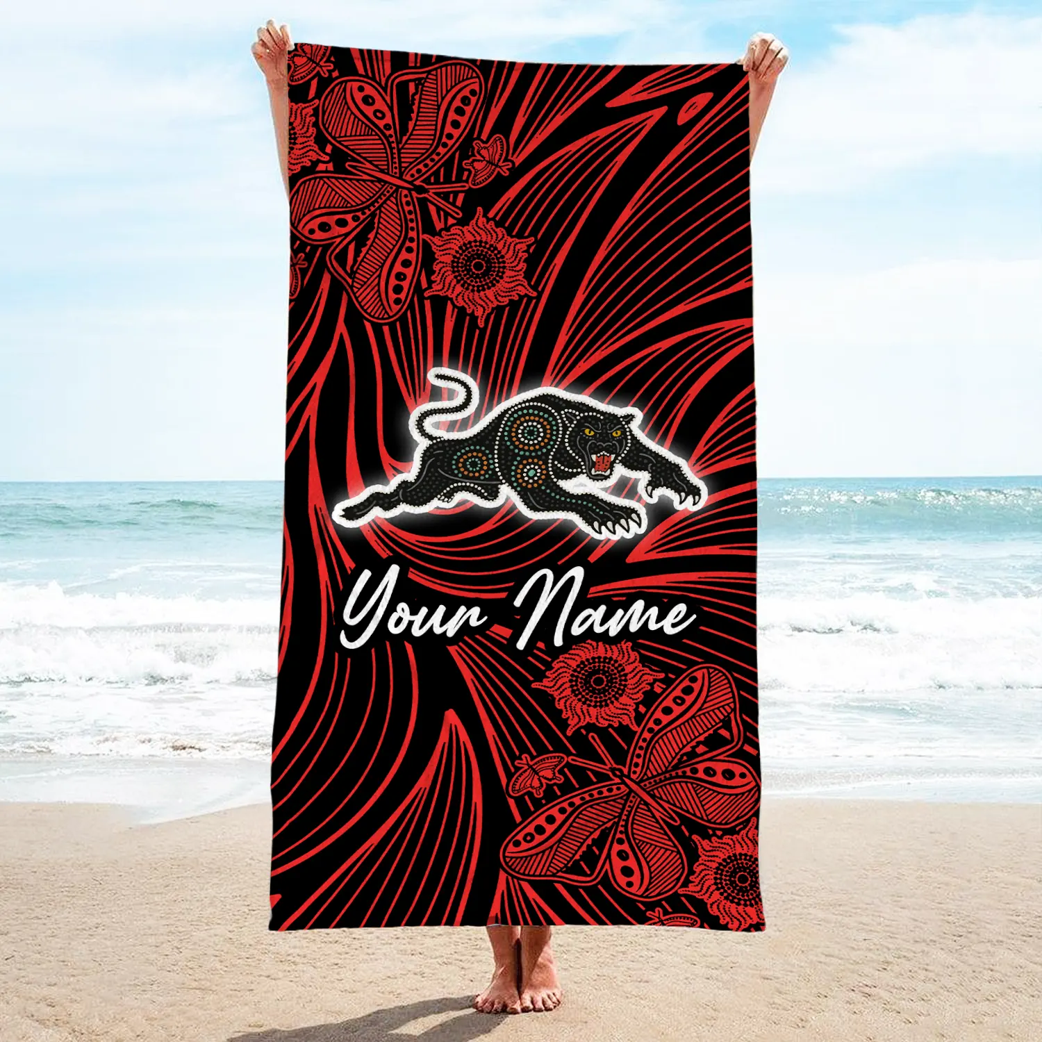 Auspiritmerch Penrith Panthers Personalized Pool Travel Beach and Bath Towels for Kids and Adult