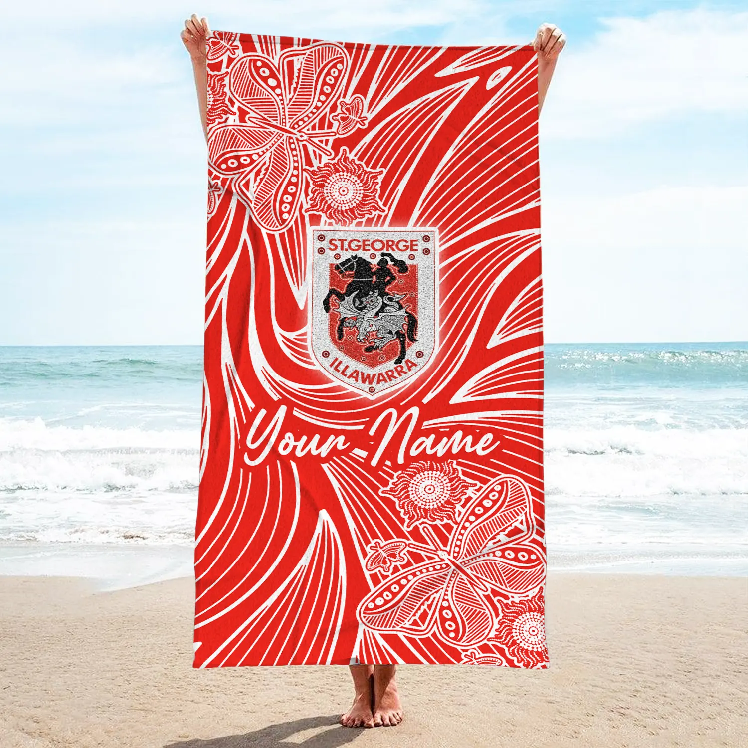 Auspiritmerch St. George Illawarra Dragons Personalized Pool Travel Beach and Bath Towels for Kids and Adult