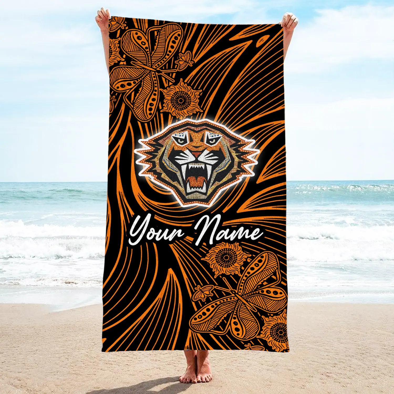 Auspiritmerch Wests Tigers Personalized Pool Travel Beach and Bath Towels for Kids and Adult