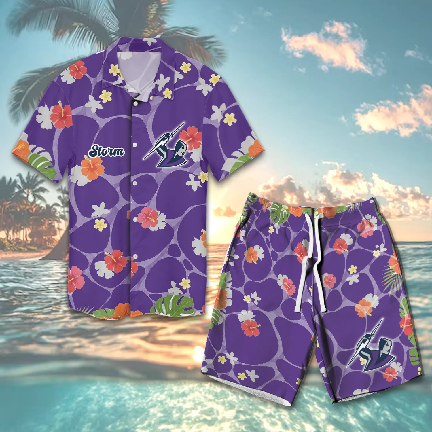 Auspiritmerch Melbourne Storm Personalized Combo Hawaiian Shirt And Shorts For Fans