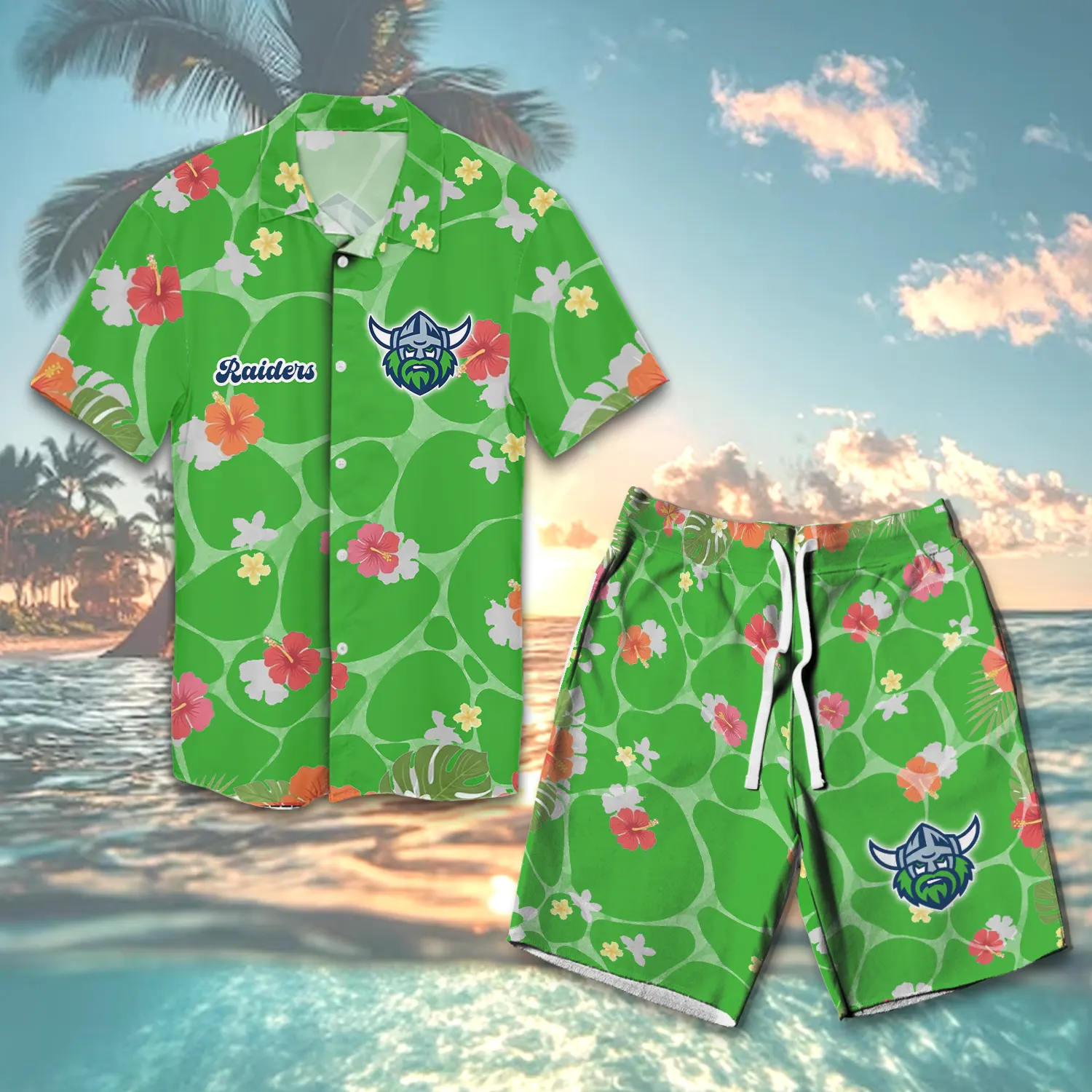 Auspiritmerch Canberra Raiders Personalized Combo Hawaiian Shirt And Shorts For Fans