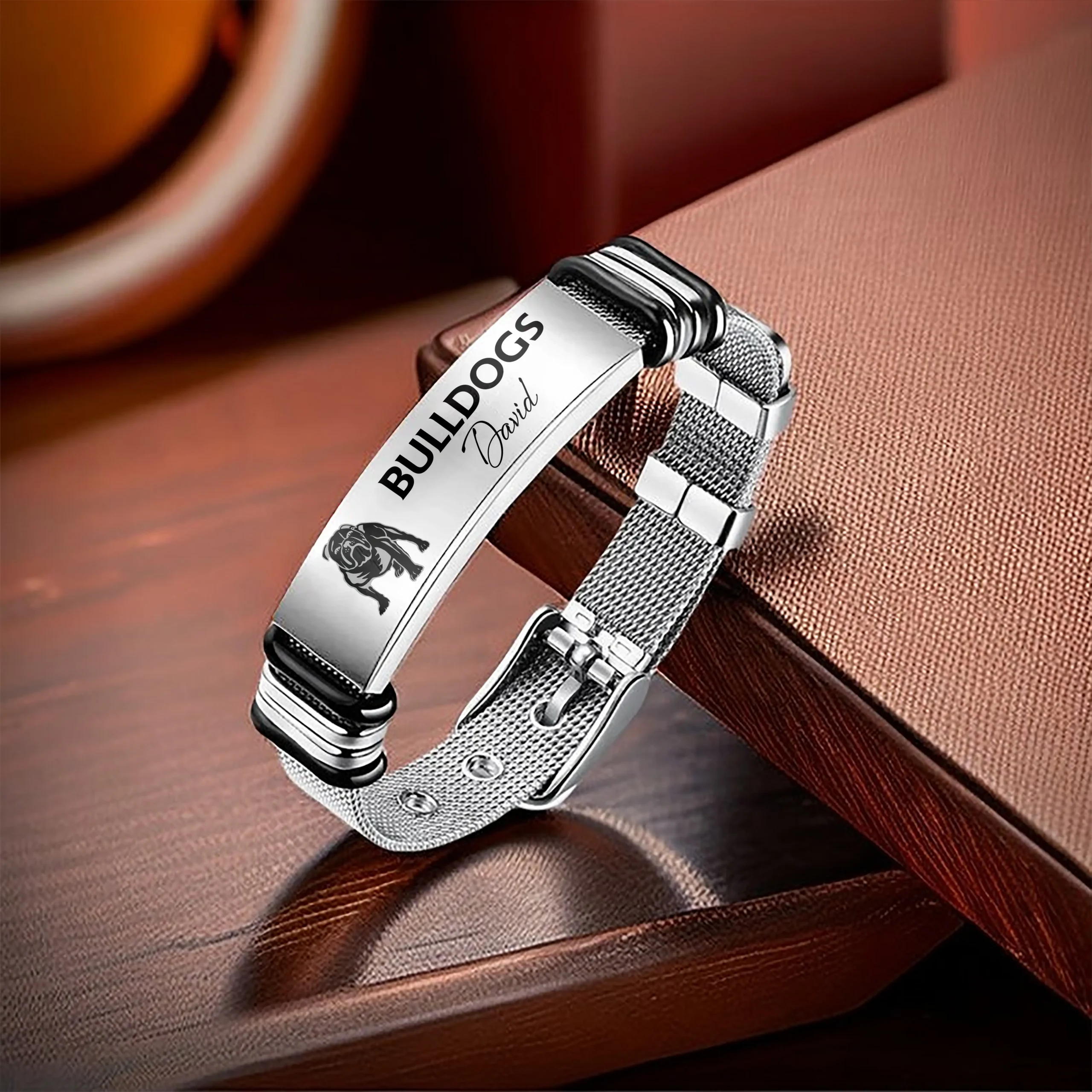 Auspiritmerch Canterbury-Bankstown Bulldogs Personalized Men's Metal Bracelet Gift For Fans