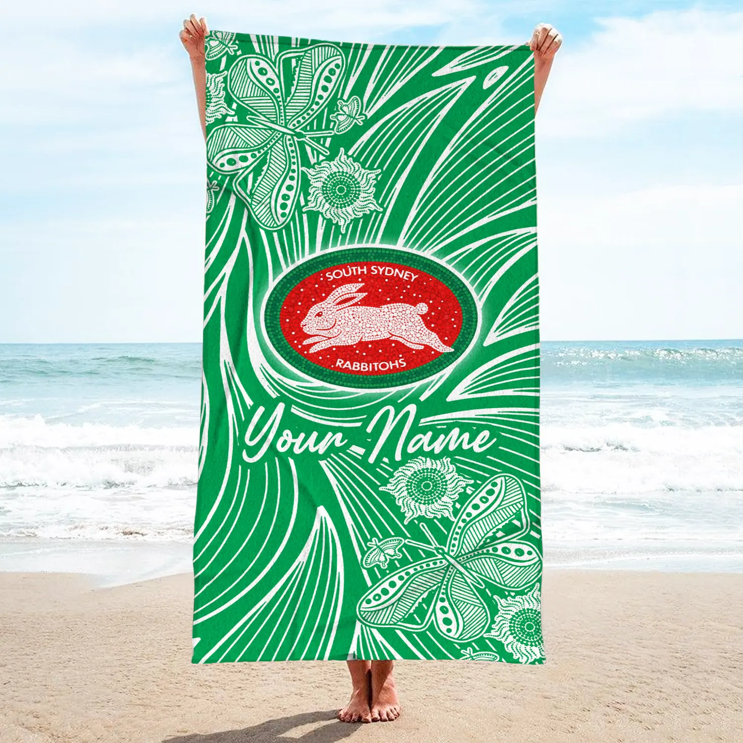Auspiritmerch South Sydney Rabbitohs Personalized Pool Travel Beach and Bath Towels for Kids and Adult