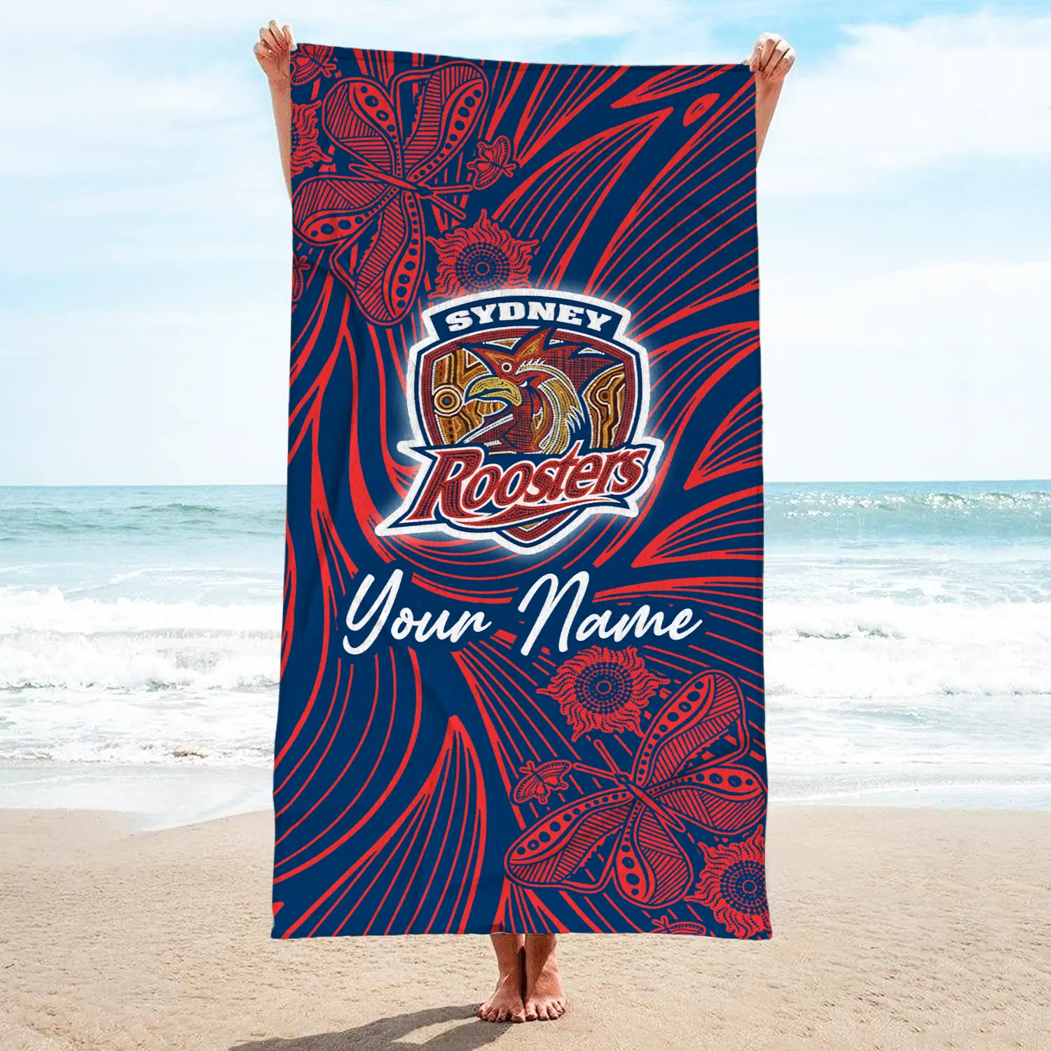 Auspiritmerch Sydney Roosters Personalized Pool Travel Beach and Bath Towels for Kids and Adult