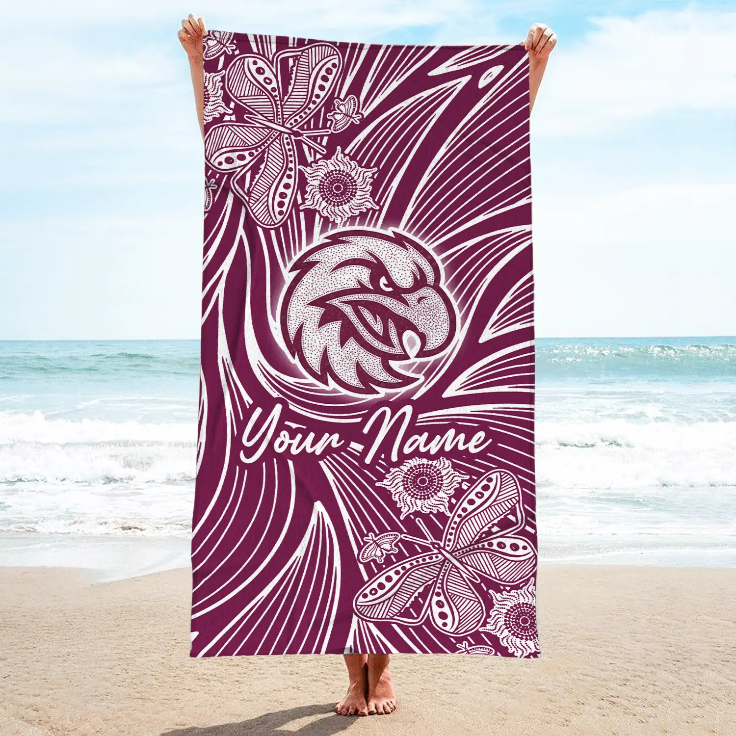 Auspiritmerch Manly Warringah Sea Eagles Personalized Pool Travel Beach and Bath Towels for Kids and Adult