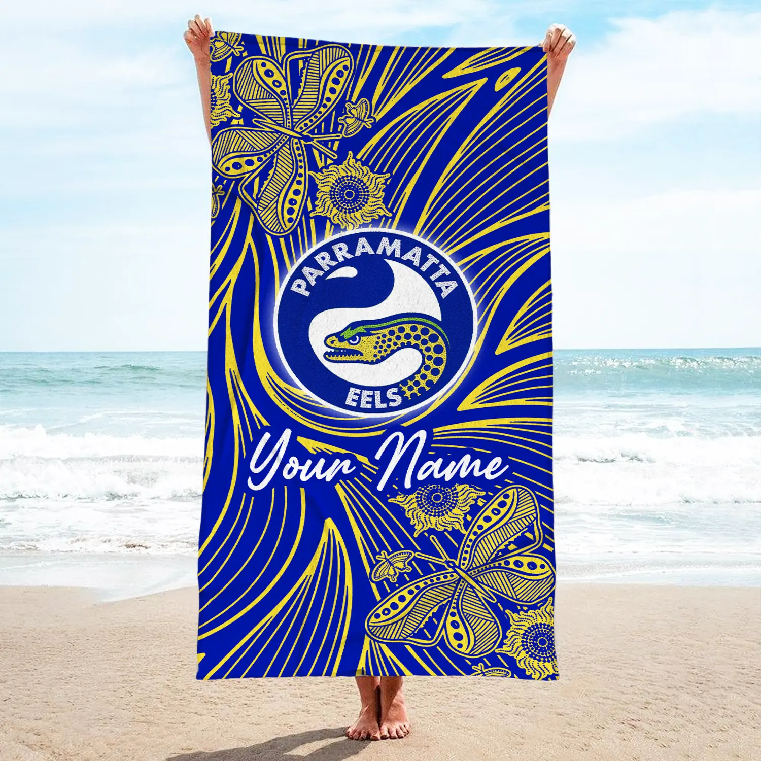 Auspiritmerch Parramatta Eels Personalized Pool Travel Beach and Bath Towels for Kids and Adult