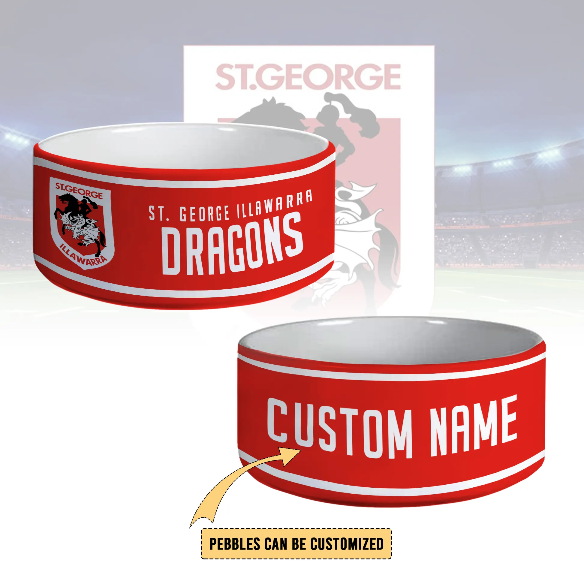 Auspiritmerch St. George Illawarra Dragons Personalized Ceramic Pet Bowl Gift For Fans