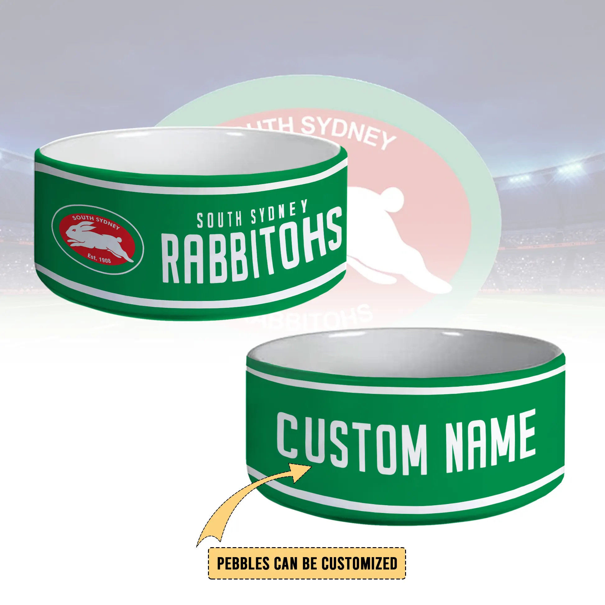 Auspiritmerch South Sydney Rabbitohs Personalized Ceramic Pet Bowl Gift For Fans