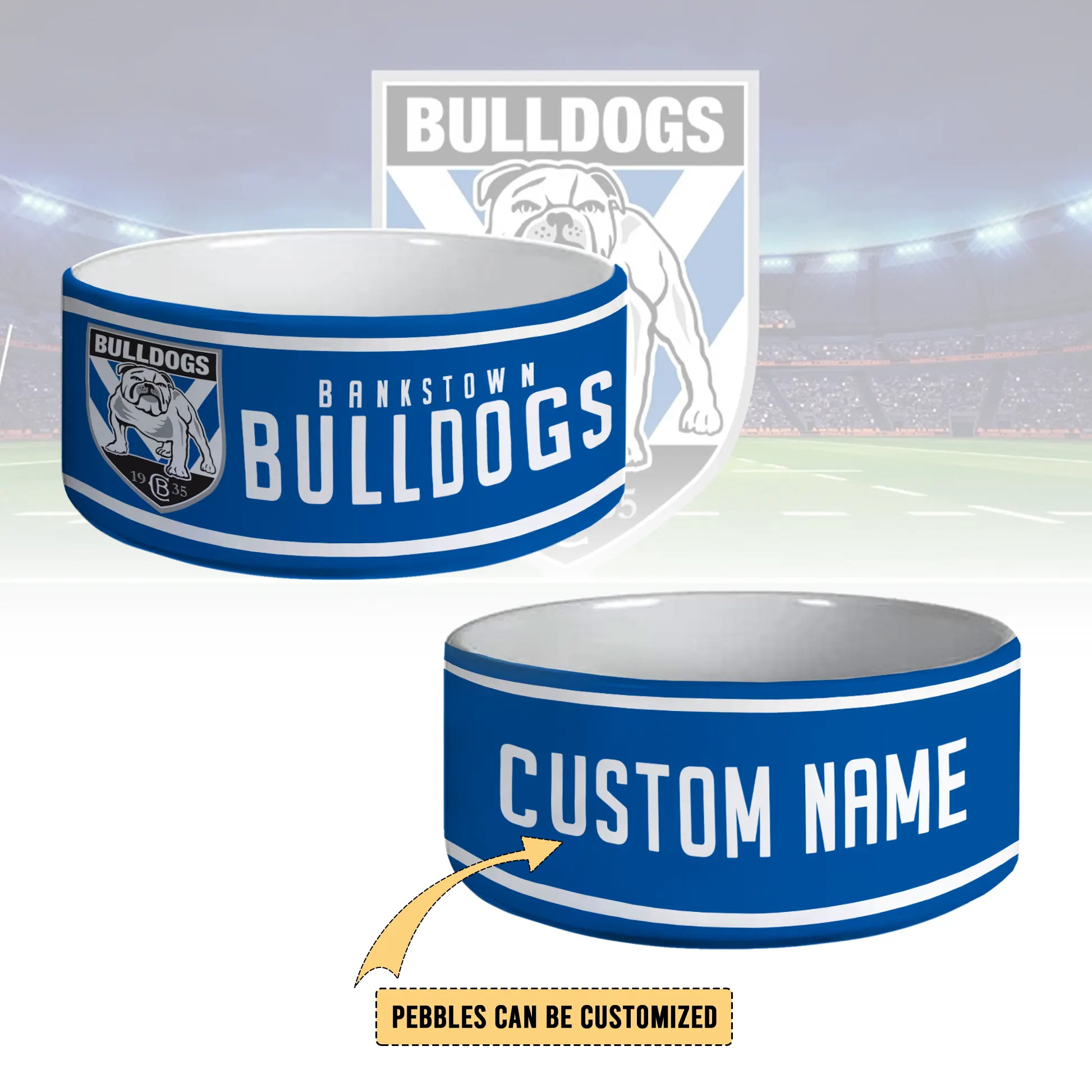 Auspiritmerch Canterbury-Bankstown Bulldogs Personalized Ceramic Pet Bowl Gift For Fans