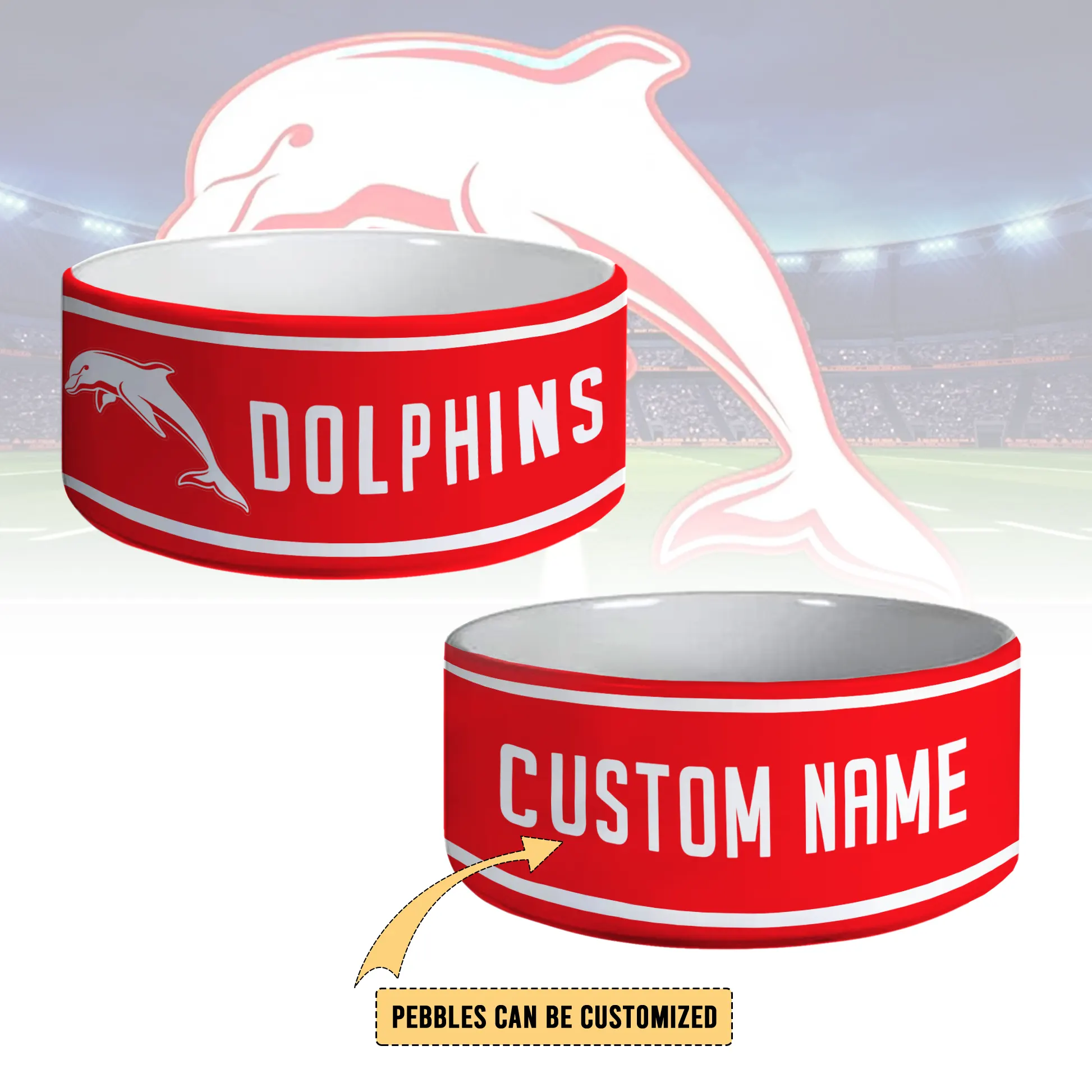 Auspiritmerch Dolphins Personalized Ceramic Pet Bowl Gift For Fans