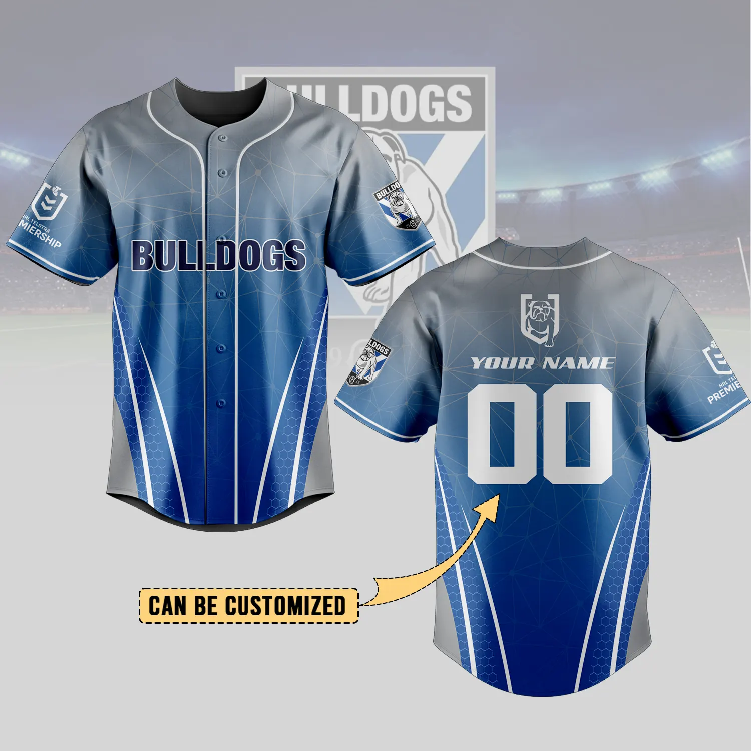 Auspiritmerch  Canterbury-Bankstown Bulldogs Personalized Baseball Jersey Gifts For Fans