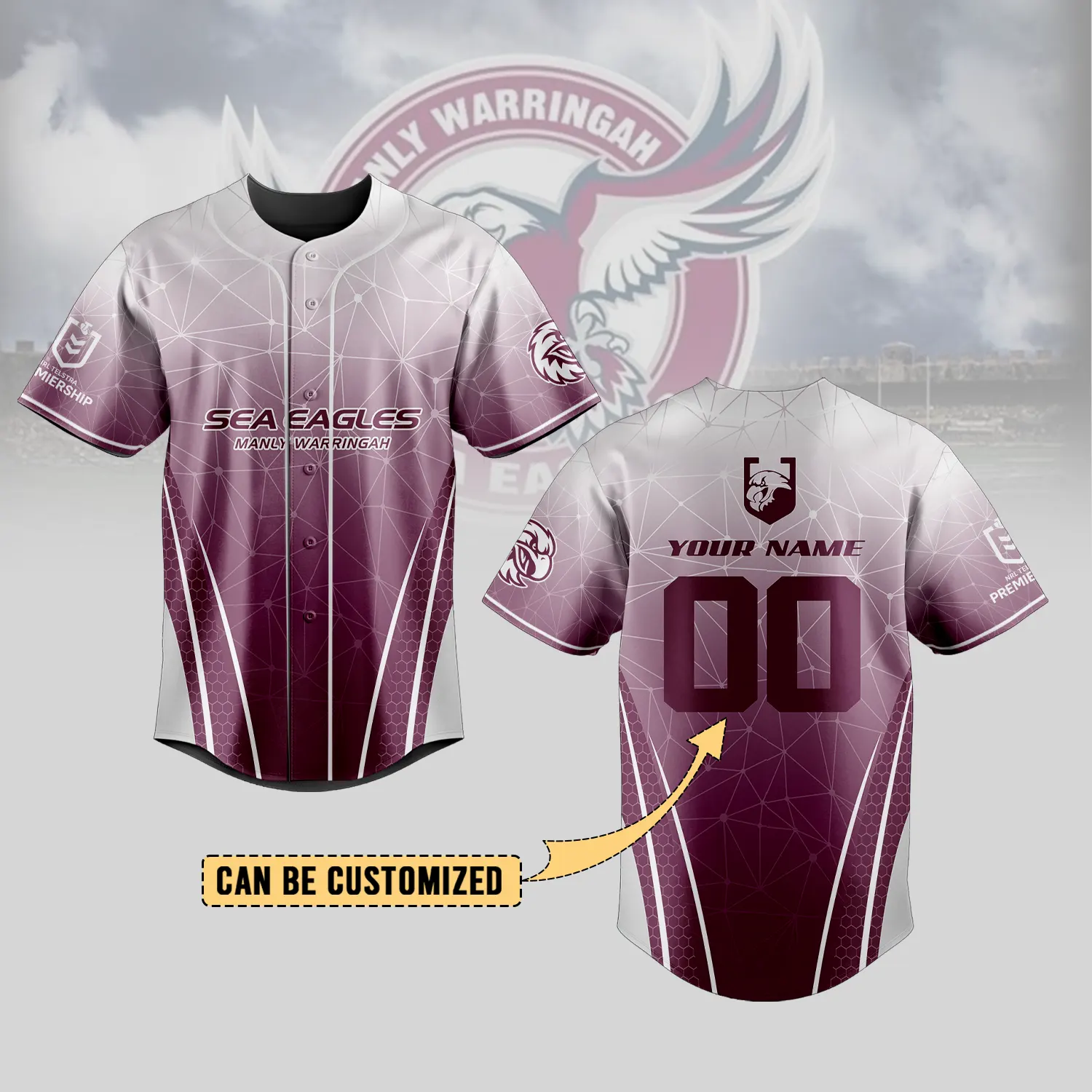 Auspiritmerch  Manly Warringah Sea Eagles Personalized Baseball Jersey Gifts For Fans